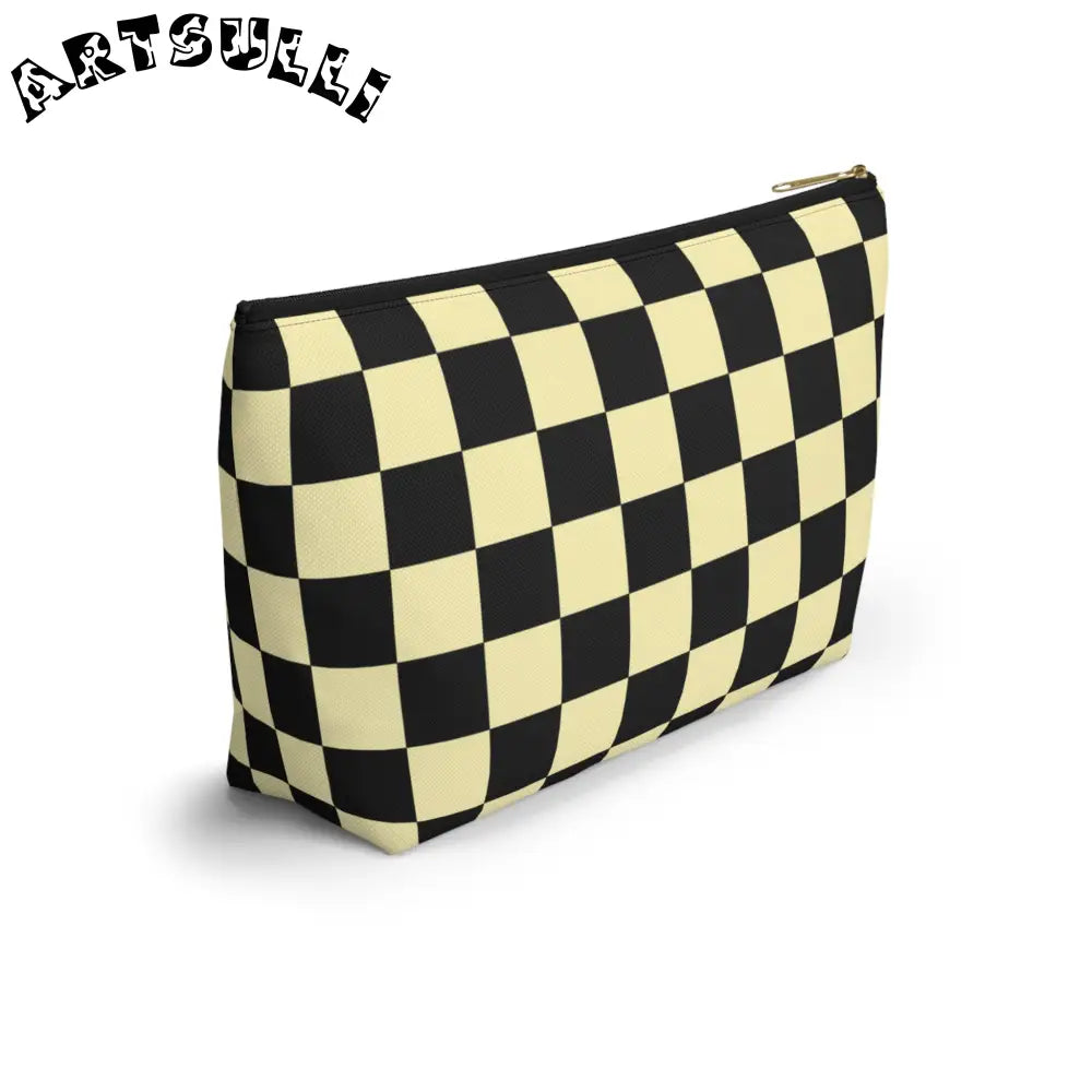 JAKKOUTTHEBXX Checkerboard Black and Yellow Accessory Pouch w