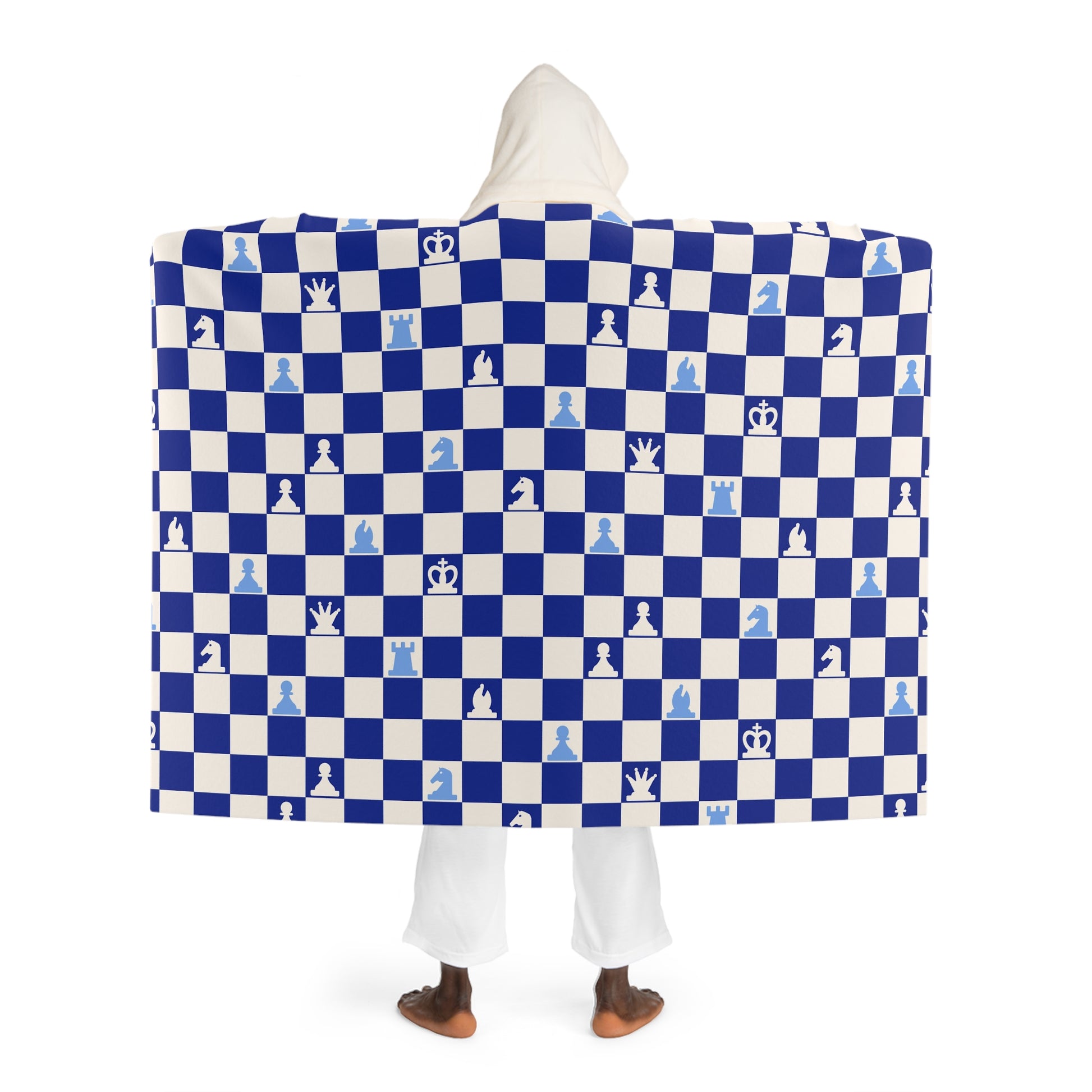 Chessboard II Navy Blue  Hooded Sherpa Fleece Blanket, Artsulli - Art is Long, Life is Short, All Over Prints, , , , , , , 