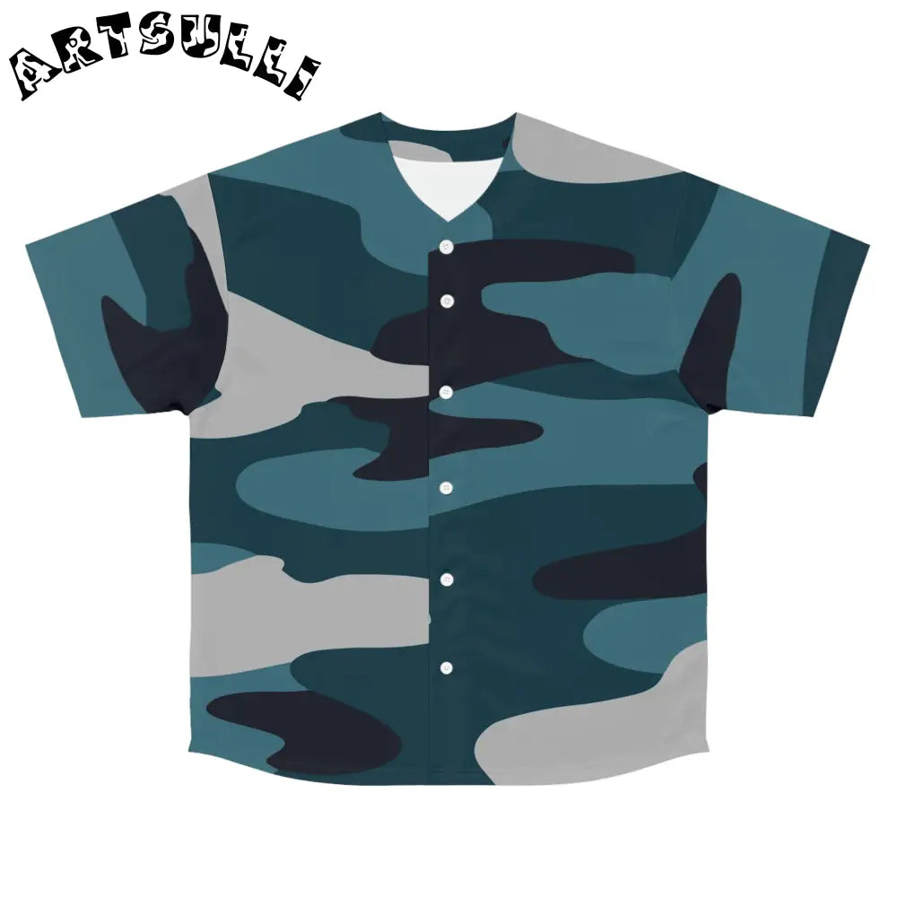 JAKKOUTTHEBXX Blue Camouflage Men’s Baseball Jersey (AOP)
