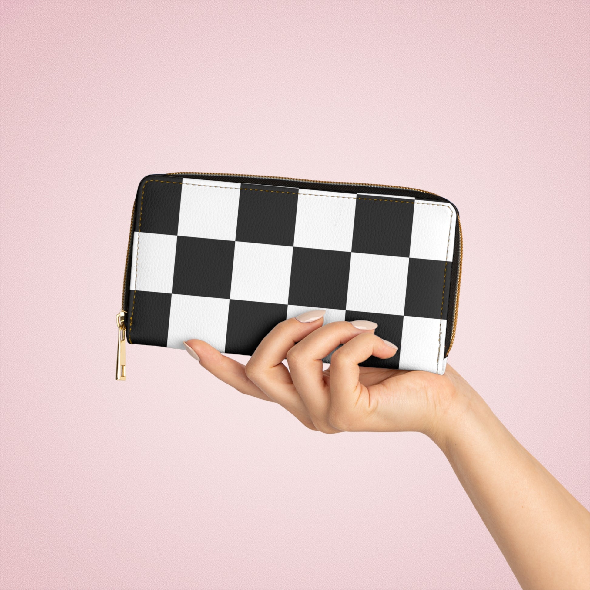 Checkerboard Black and White Zipper Wallet, Artsulli - Art is Long, Life is Short, Accessories, , , , , , , 