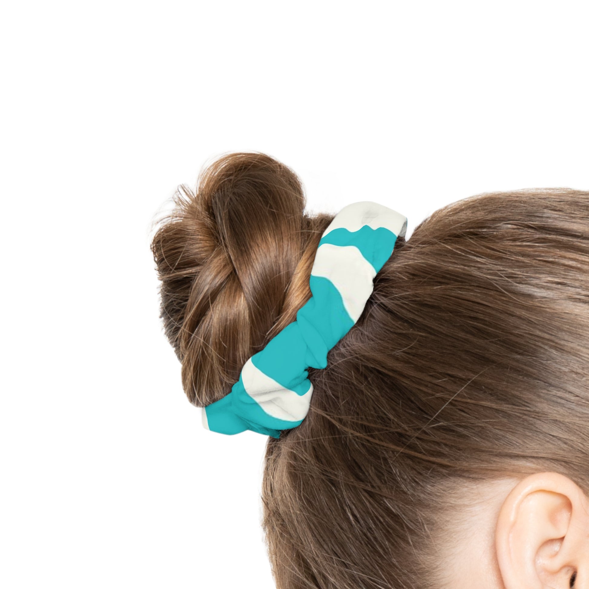 Melting Zebra Stripes Turquoise and White Scrunchie, Artsulli - Art is Long, Life is Short, Accessories, , , , , , , 