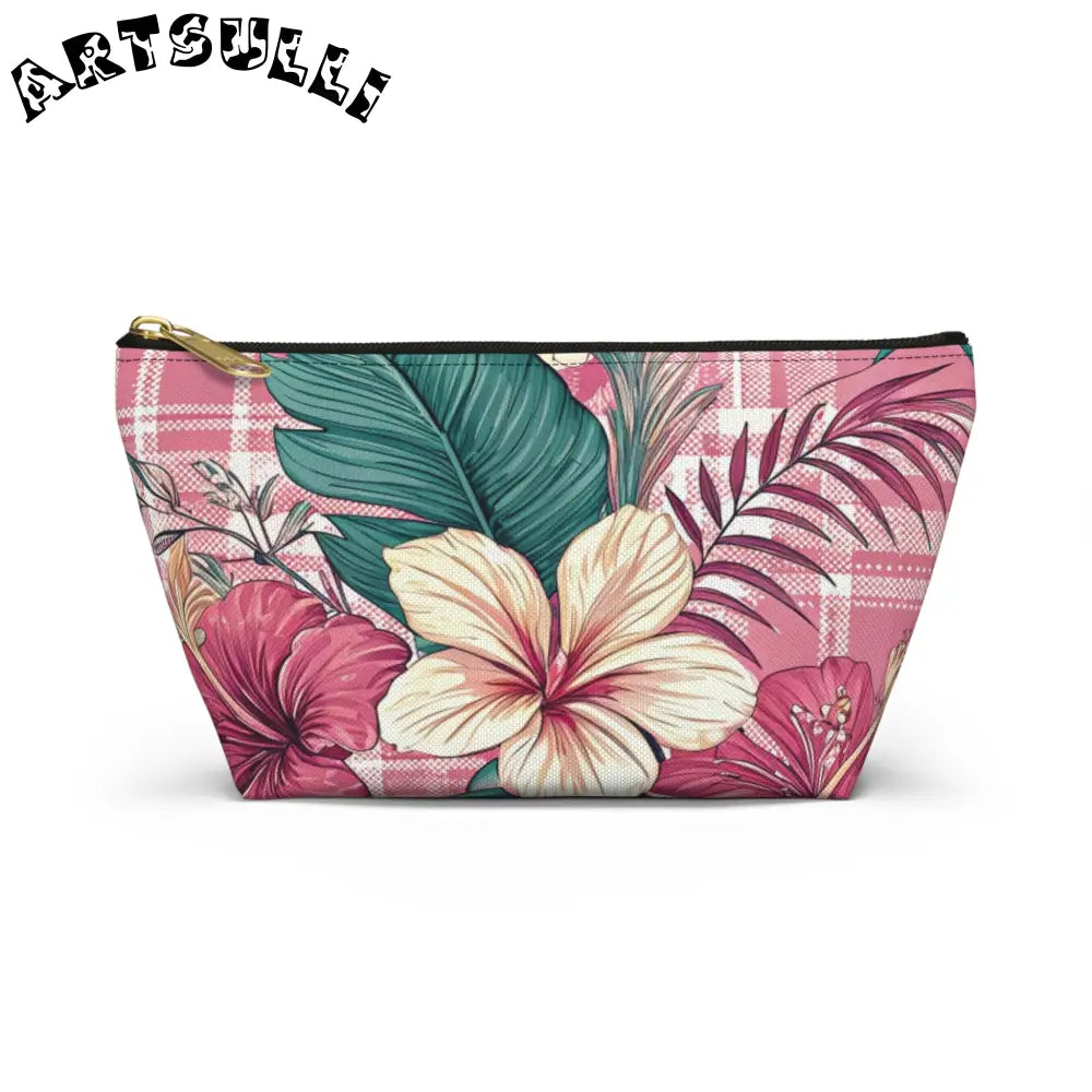 JAKKOUTTHEBXX Plaid x Floral Burgundy and Green Accessory Pouch w