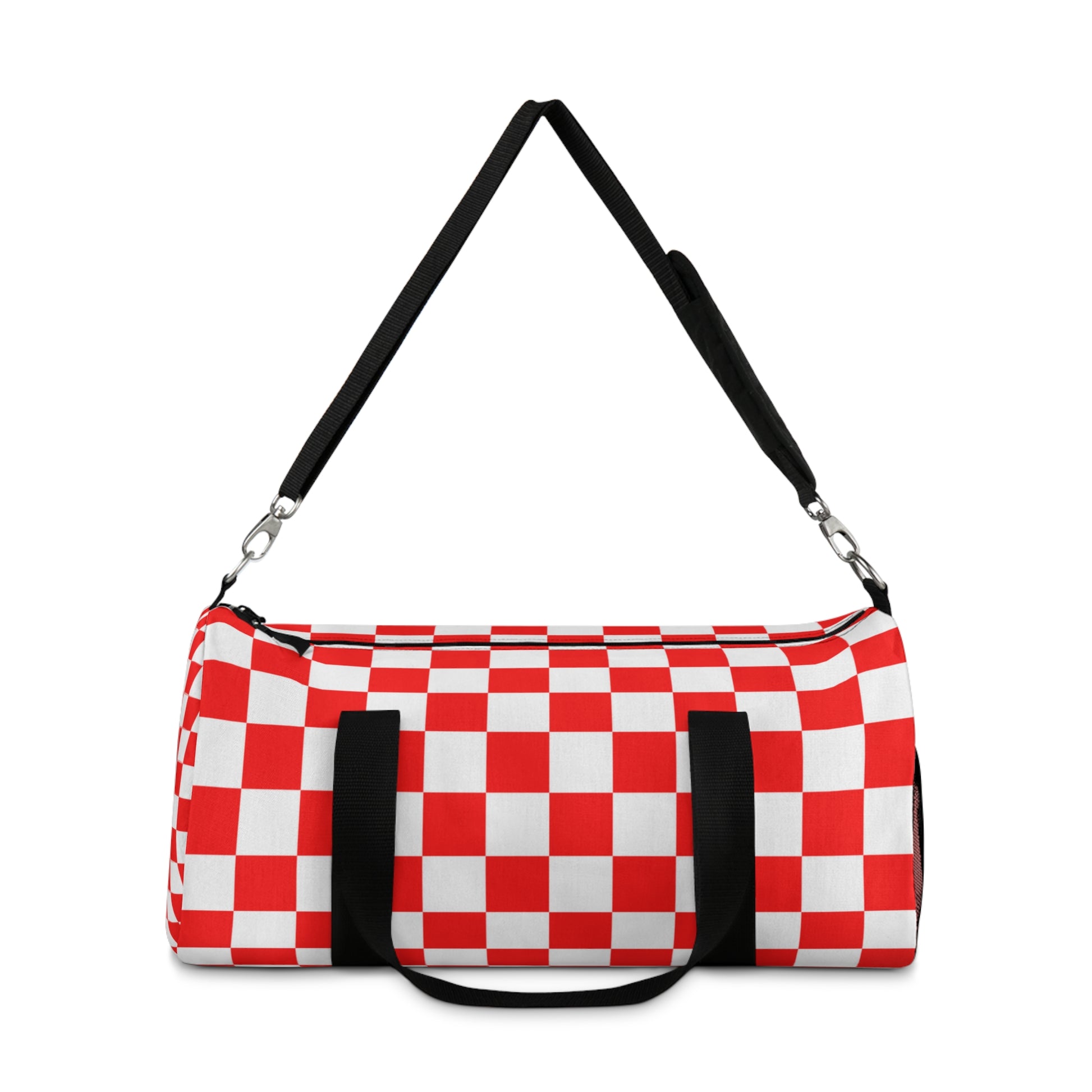 Checkerboard Red and White Duffel Bag, Artsulli - Art is Long, Life is Short, Bags, , , , , , , 