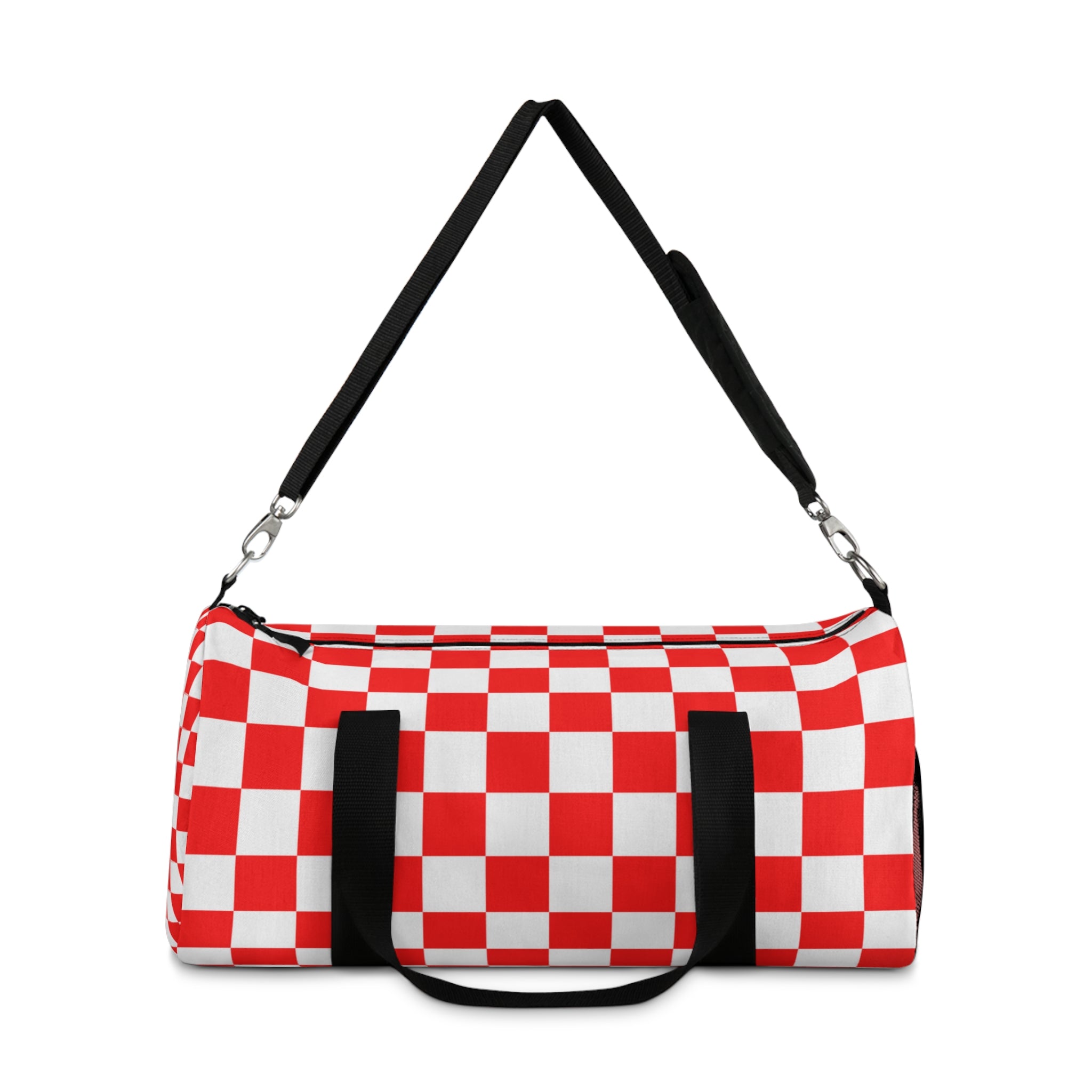 Checkerboard Red and White Duffel Bag, Artsulli - Art is Long, Life is Short, Bags, , , , , , , 
