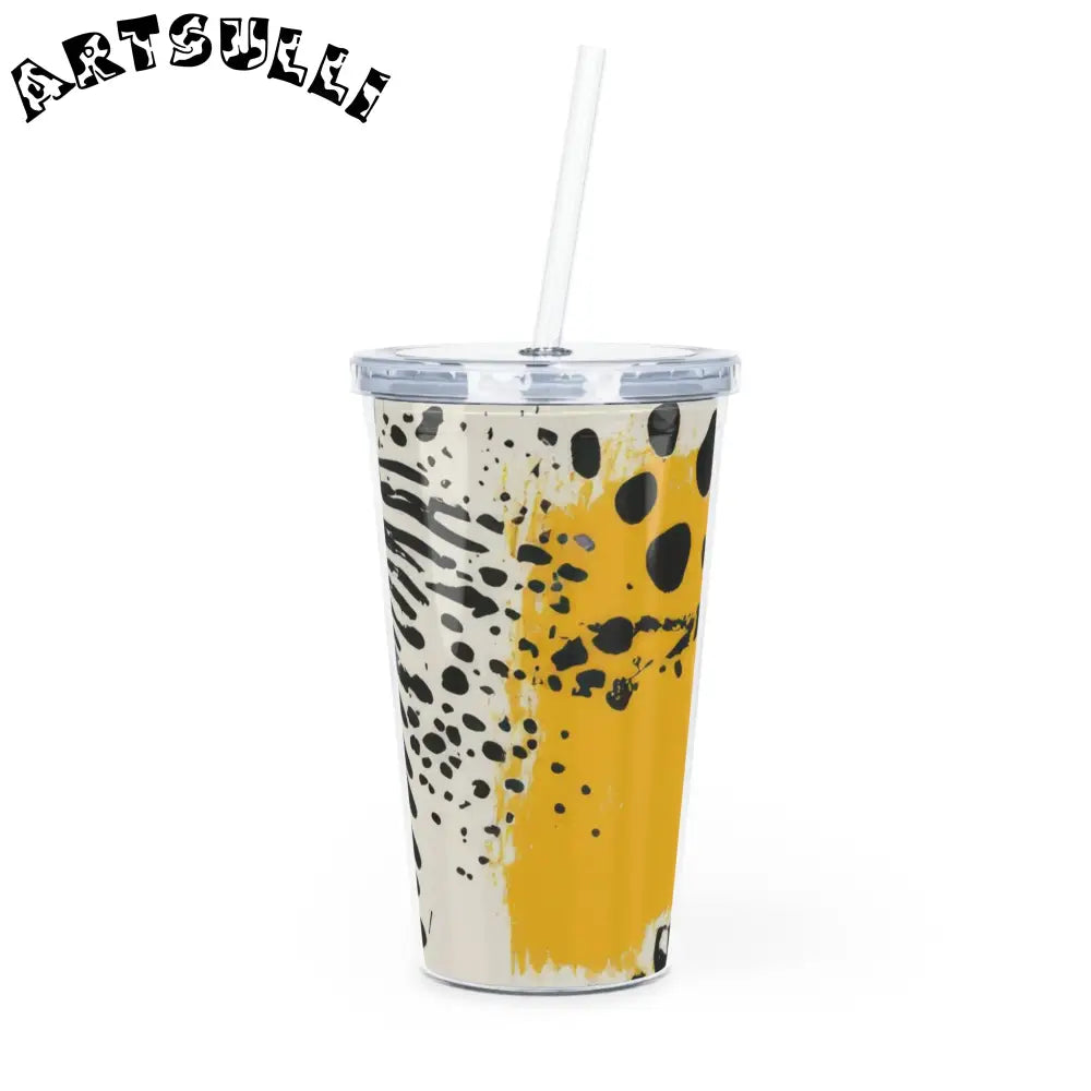 JAKKOUTTHEBXX Rae Zebra Rhapsody Plastic Tumbler with Straw