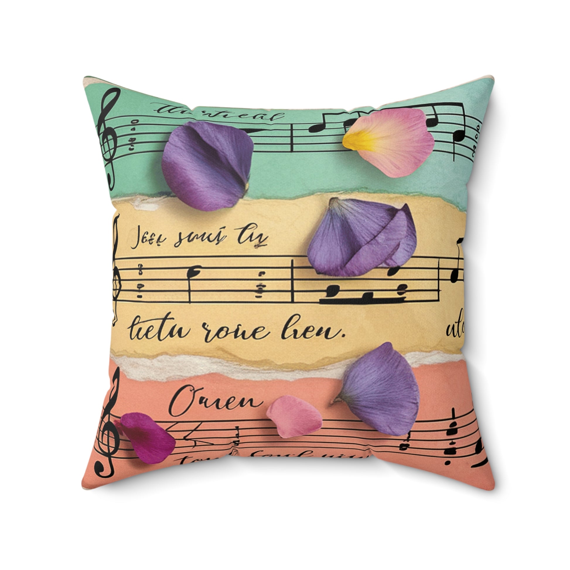 Torn Type Beat Sheet Music Multi-Color Spun Polyester Square Pillow, Artsulli - Art is Long, Life is Short, Home Decor, Size, 20" × 20", , , , , 84796226563136186457