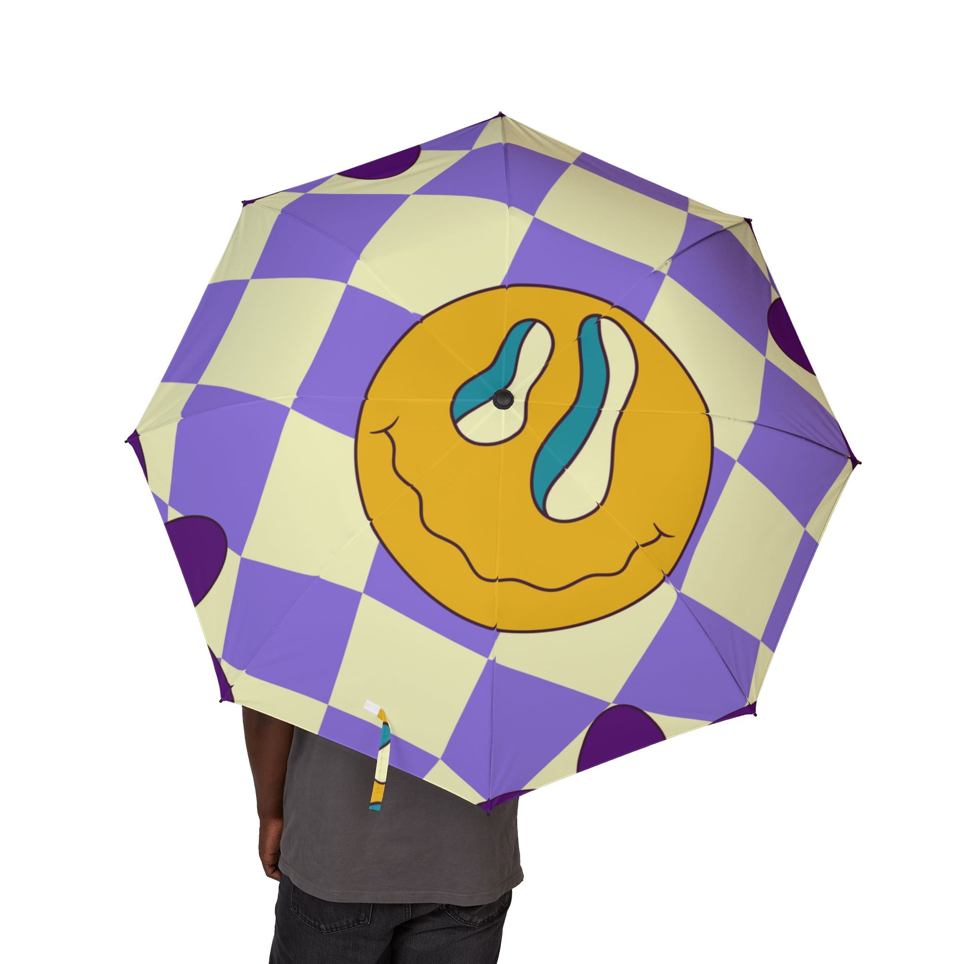 Trippy Flower Power Motifs Semi-Automatic Foldable Umbrella, Artsulli - Art is Long, Life is Short, Accessories, , , , , , , 