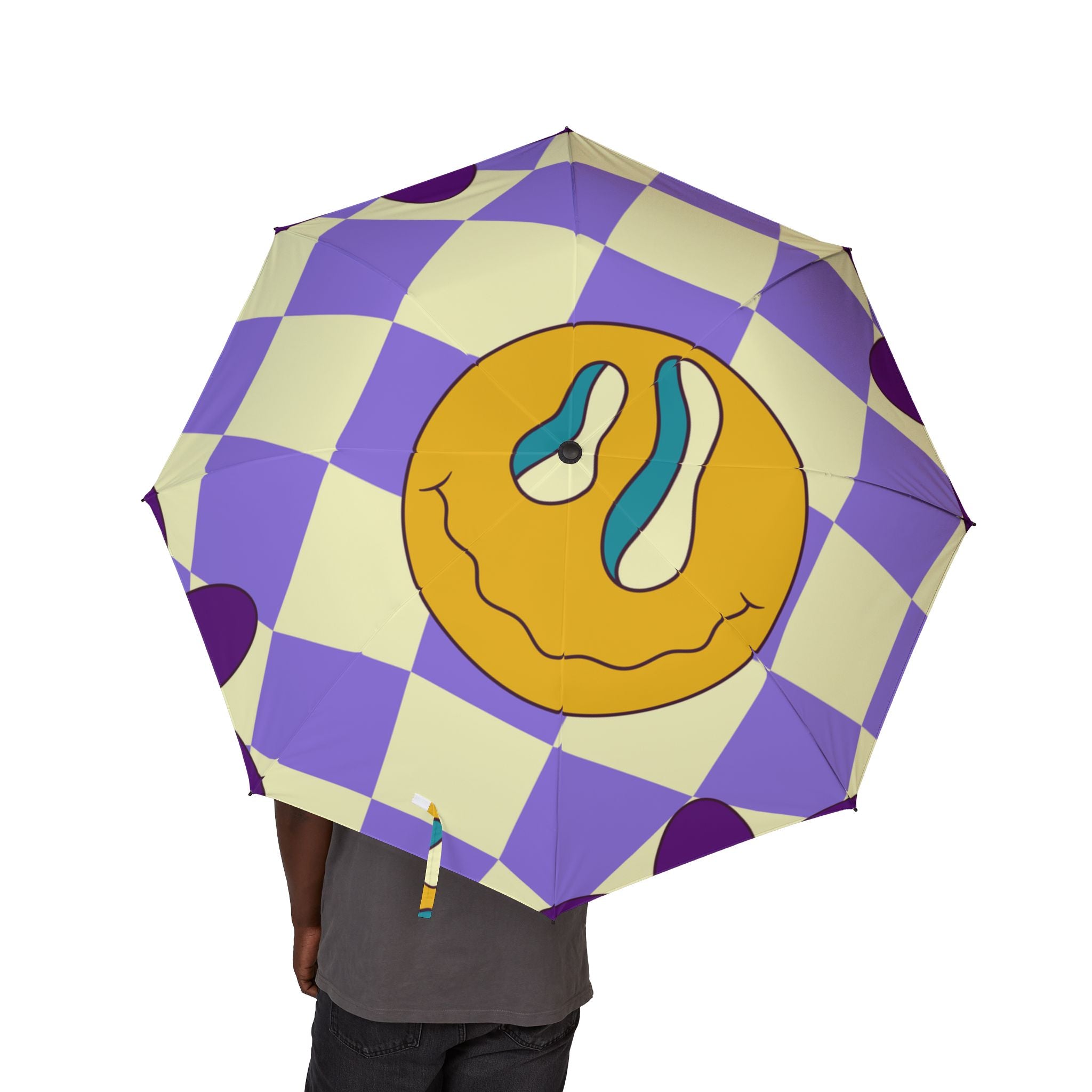 Trippy Flower Power Motifs Semi-Automatic Foldable Umbrella, Artsulli - Art is Long, Life is Short, Accessories, , , , , , , 