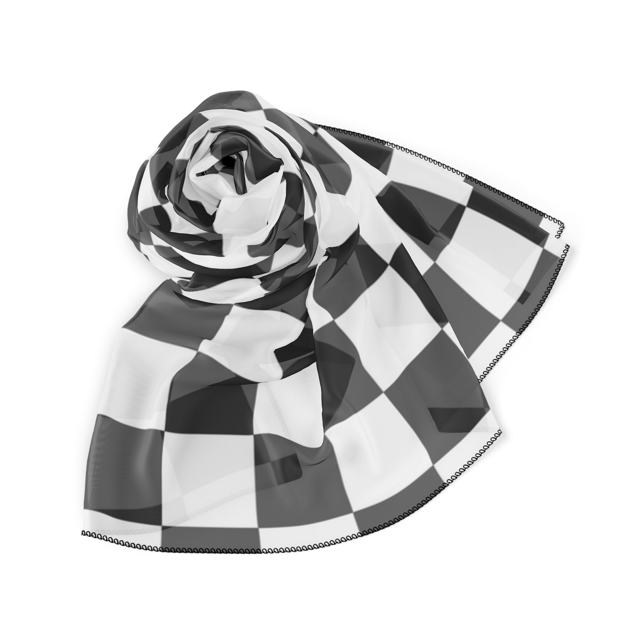 Checkerboard White and Black Poly Scarf, Artsulli - Art is Long, Life is Short, Accessories, , , , , , , 