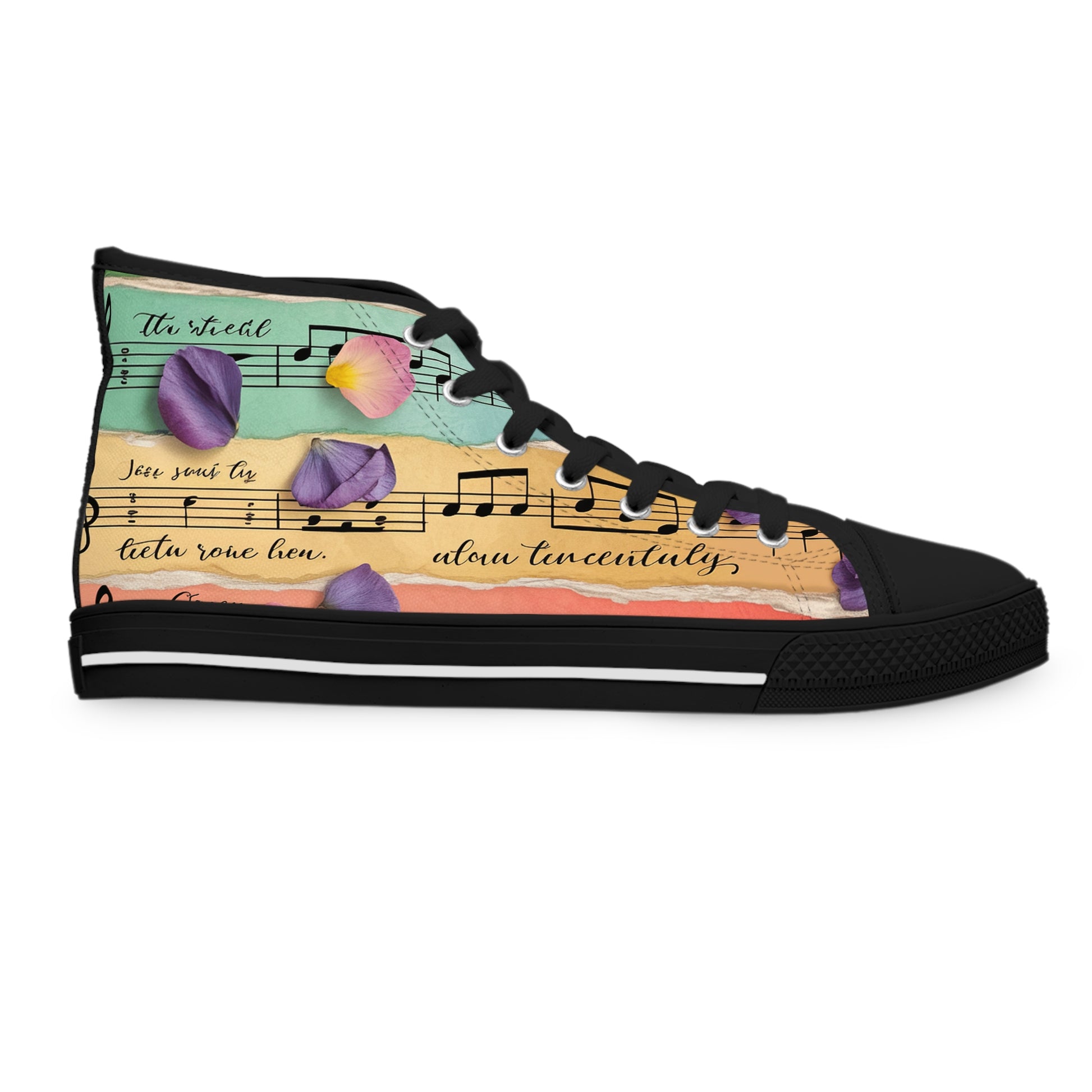 Torn Type Beat Sheet Music Women's High Top Sneakers, Artsulli - Art is Long, Life is Short, Shoes, , , , , , , 