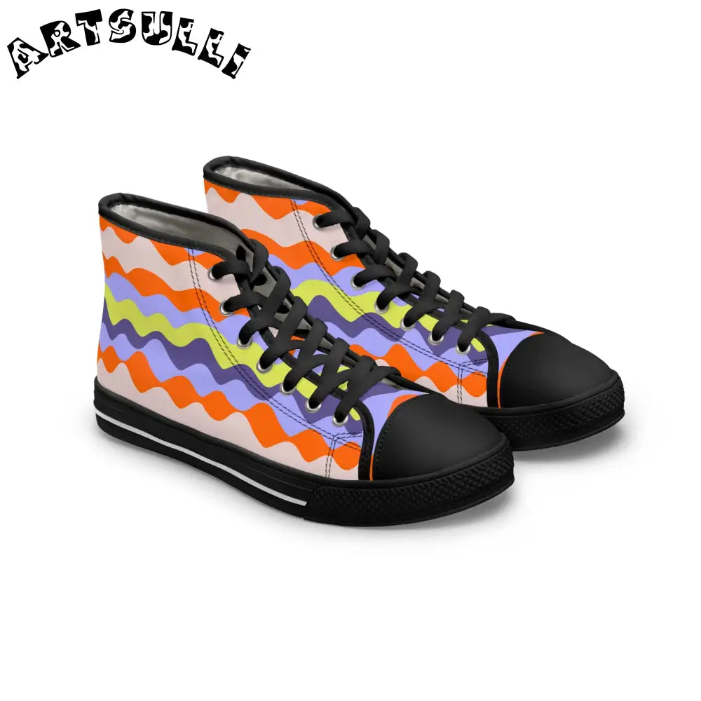 JAKKOUTTHEBXX Waves III Red and Blue Women’s High Top Sneakers
