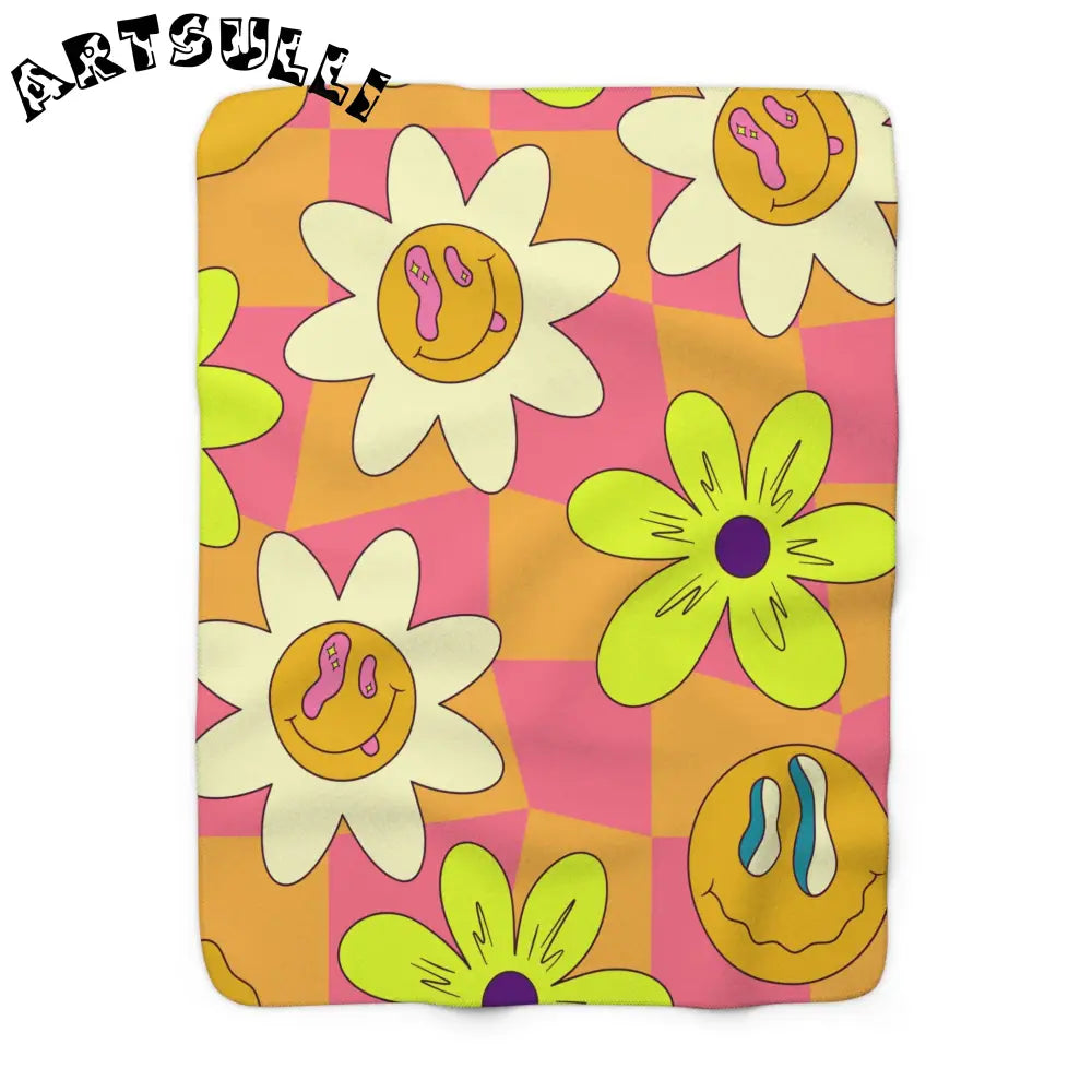 JAKKOUTTHEBXX Trippy Sour Face Rave Sherpa Fleece Blanket