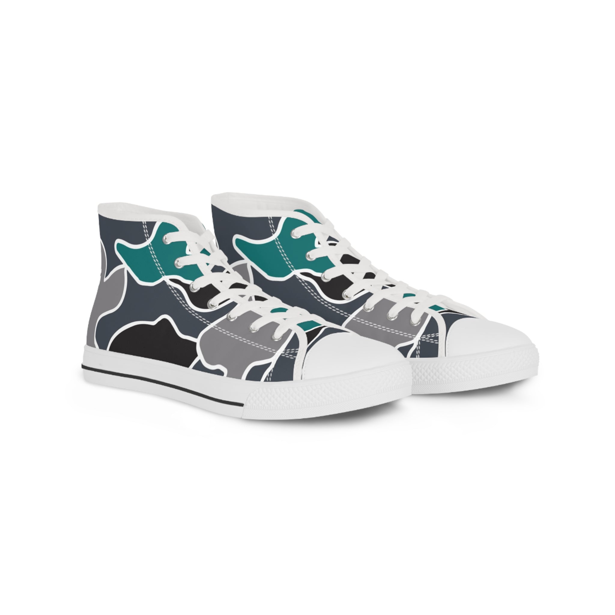 Surreal Camouflage Men's High Top Sneakers, Artsulli - Art is Long, Life is Short, Shoes, Size, US 5, Color, White sole, , , 12289653313867