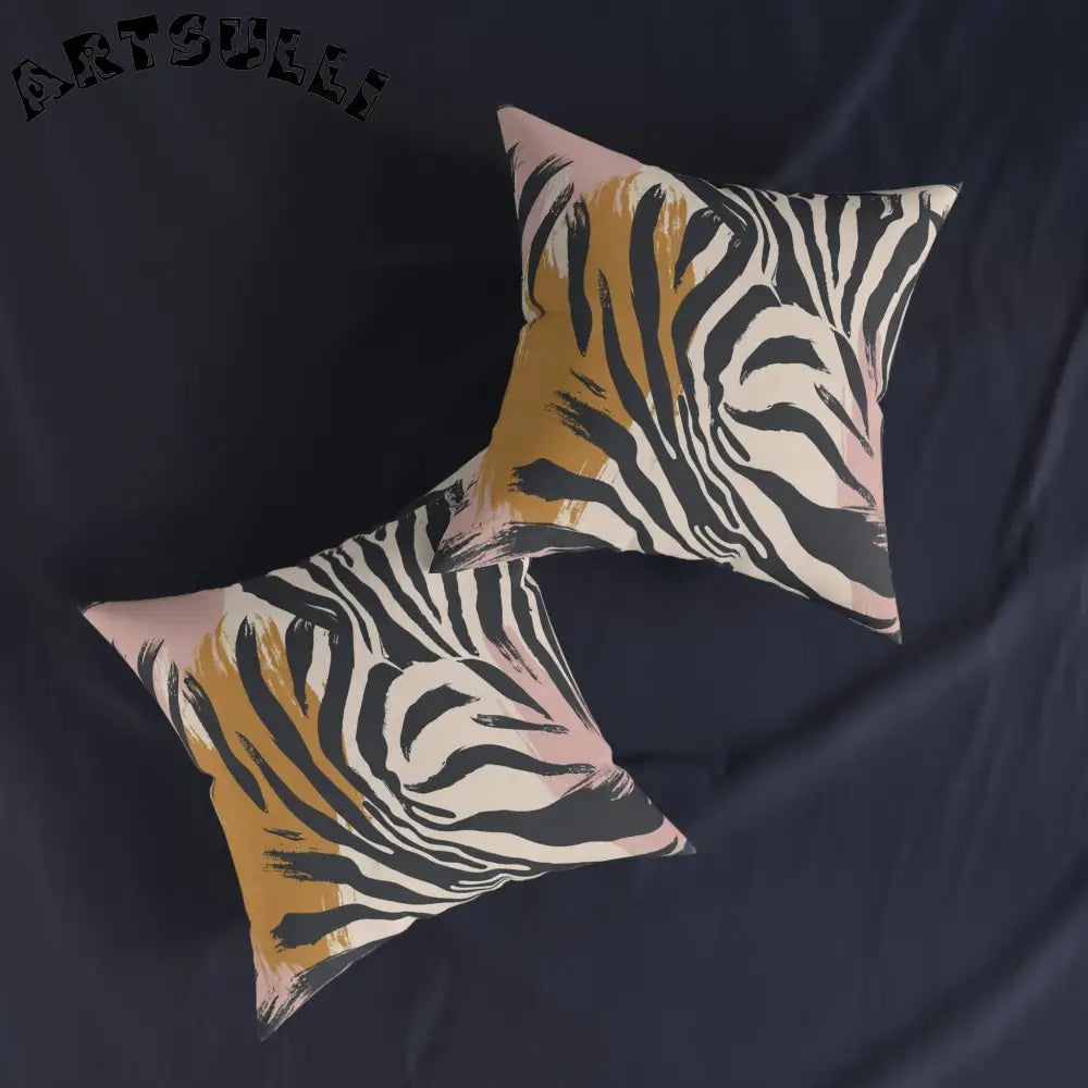 JAKKOUTTHEBXX Abstract Zebra Print Square Pillow in Faux Suede