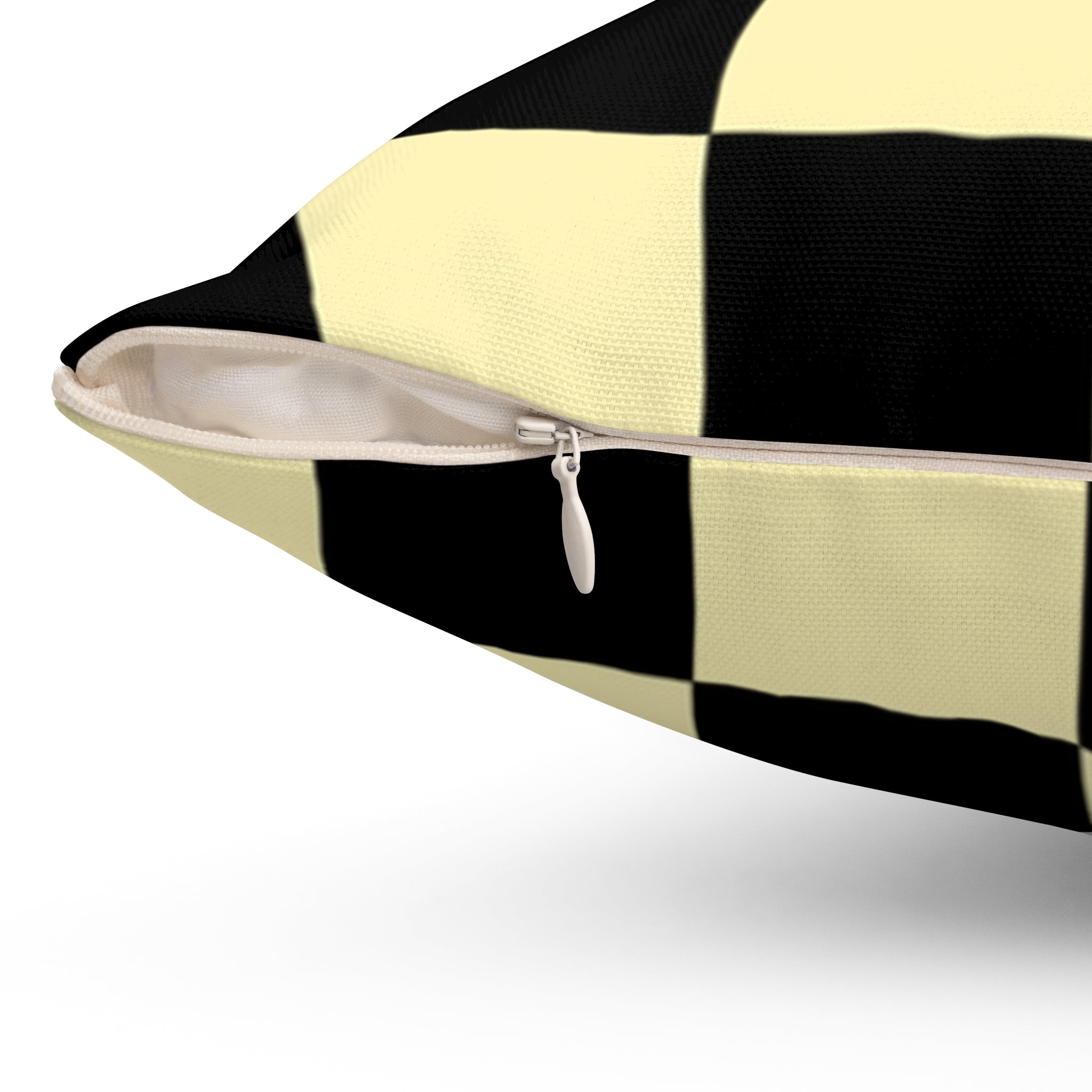 Checkerboard Black and Yellow Spun Polyester Square Pillow, Artsulli - Art is Long, Life is Short, Home Decor, , , , , , , 