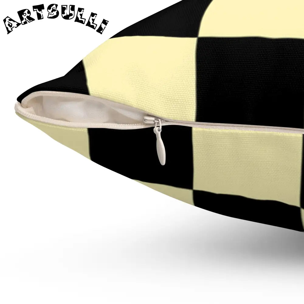JAKKOUTTHEBXX Checkerboard Black and Yellow Spun Polyester Square