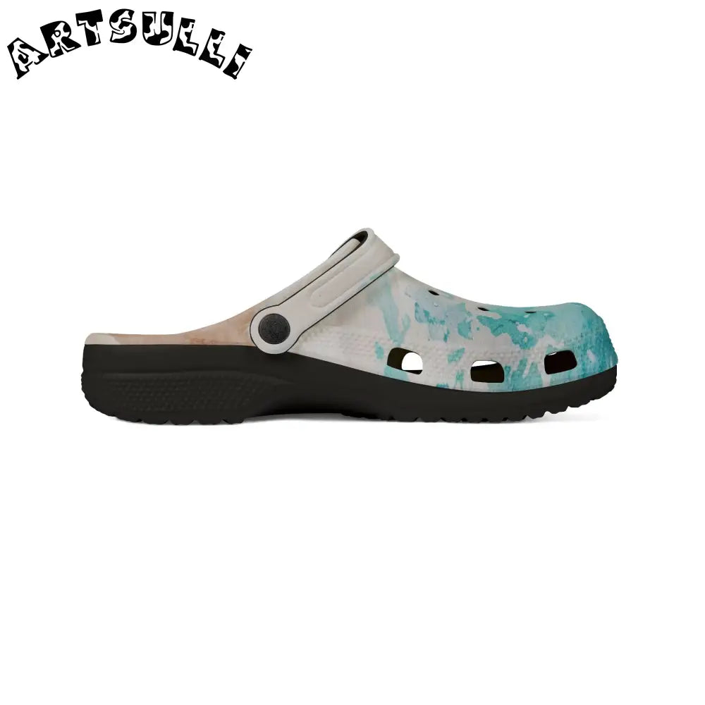 JAKKOUTTHEBXX Teal Gradient Polka Dot EVA Foam Clogs JAKKOUTTHEBXX