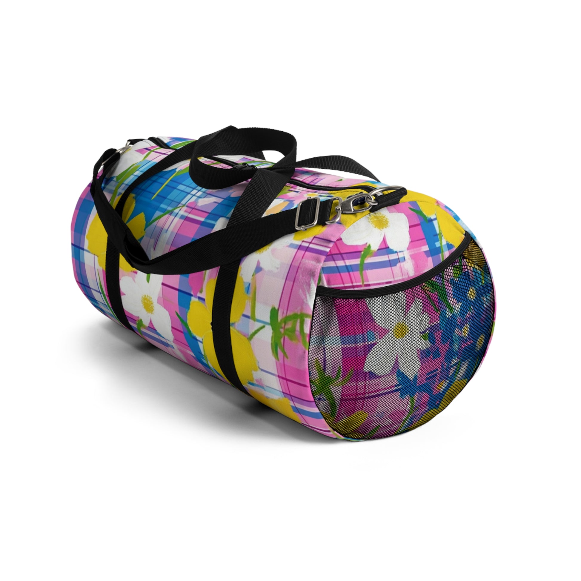 Plaid Garden II Pink and Purple Duffel Bag, Artsulli - Art is Long, Life is Short, Bags, , , , , , , 