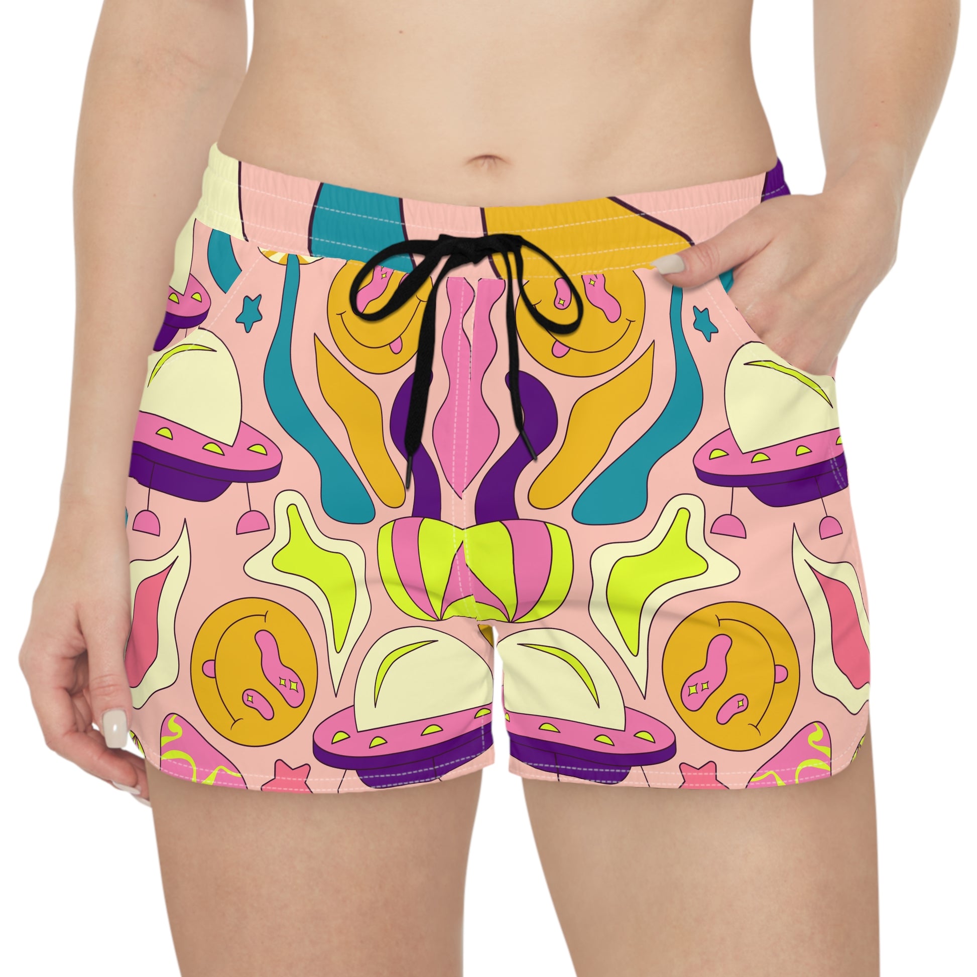 Trippy Spaceships Women's Casual Shorts (AOP), Artsulli - Art is Long, Life is Short, All Over Prints, , , , , , , 