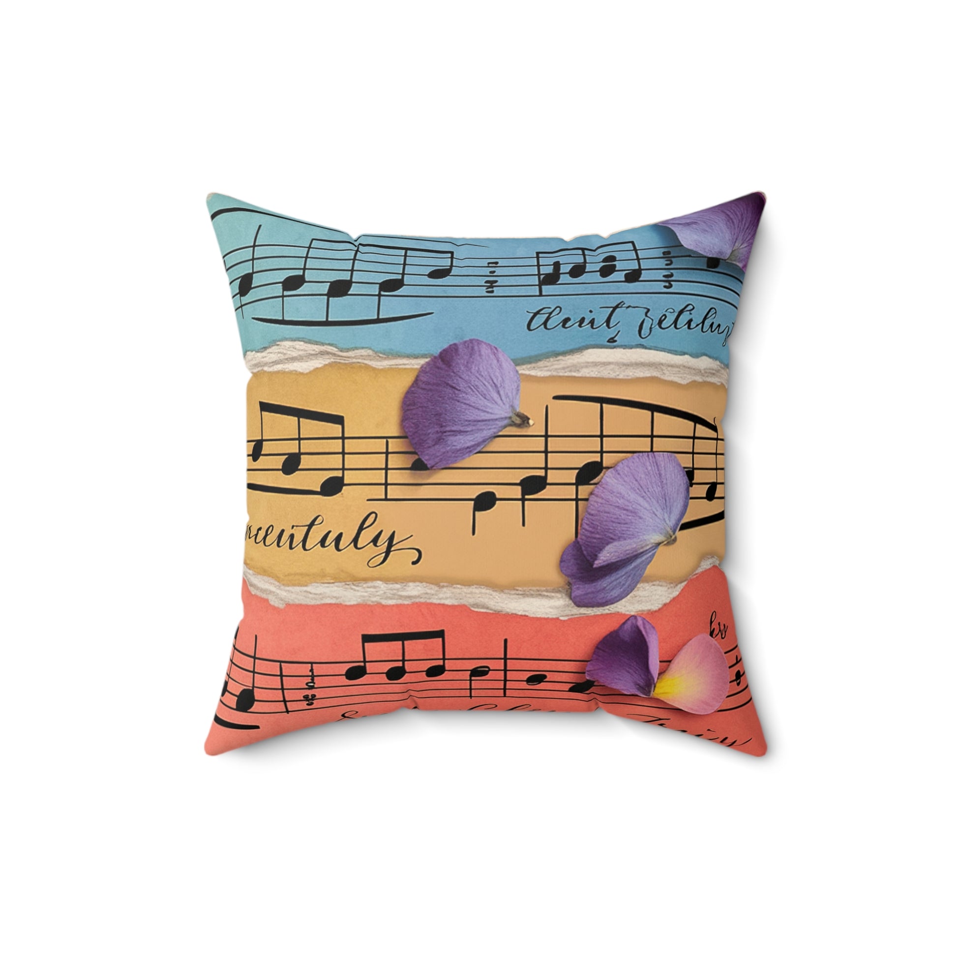 Torn Type Beat Sheet Music Multi-Color Spun Polyester Square Pillow, Artsulli - Art is Long, Life is Short, Home Decor, , , , , , , 