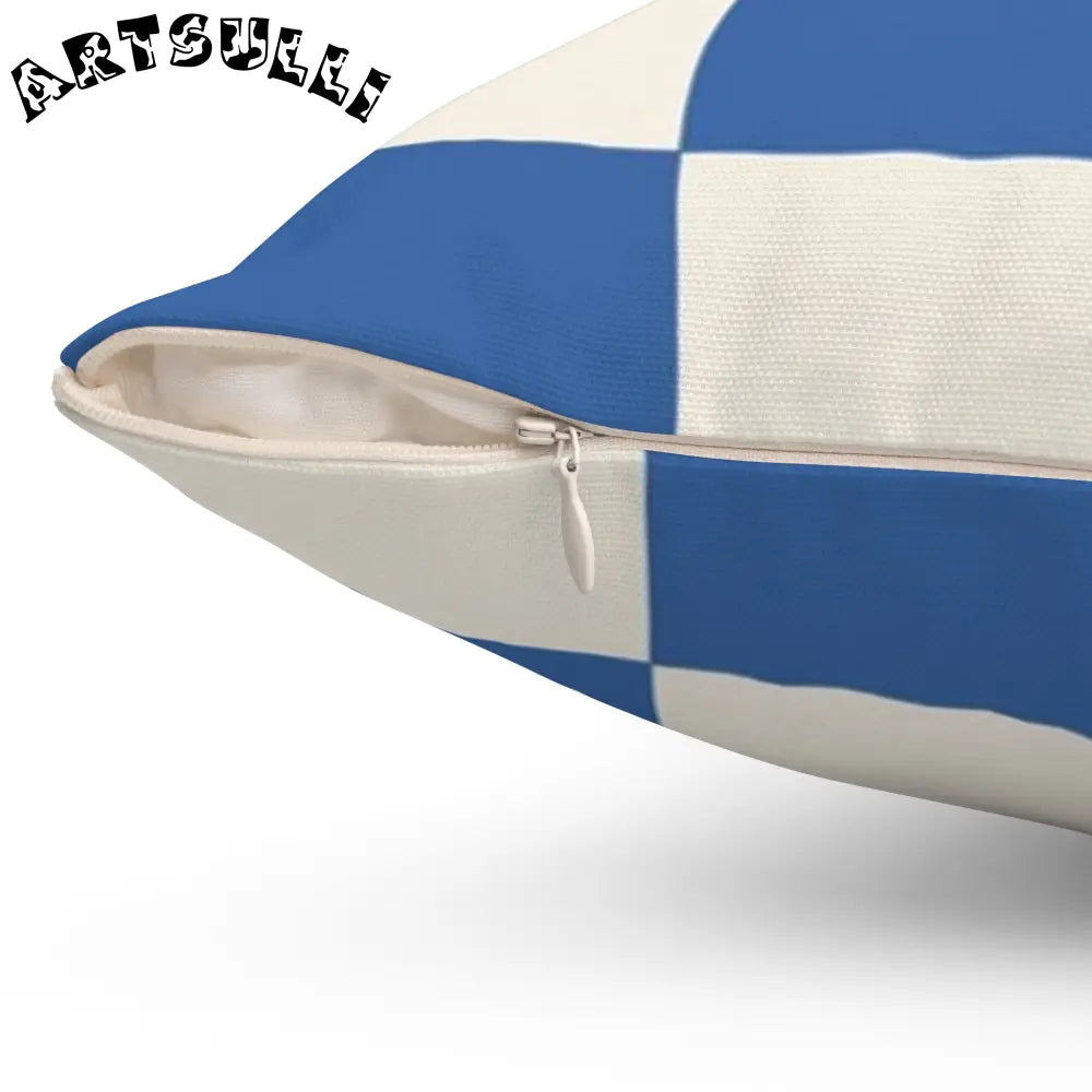 JAKKOUTTHEBXX Checkerboard Blue Spun Polyester Square Pillow