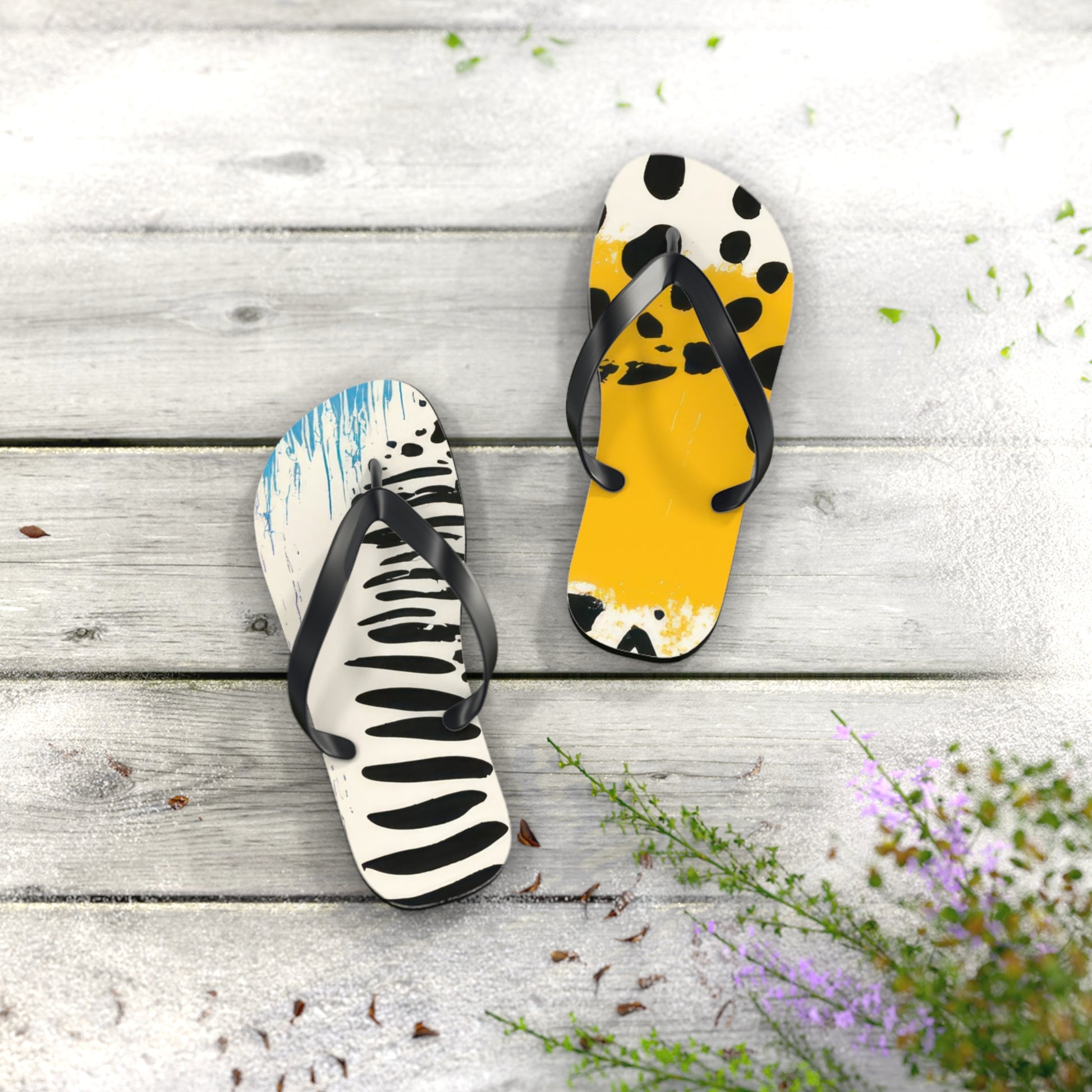 Rae Zebra Rhapsody Flip Flops, Artsulli - Art is Long, Life is Short, Shoes, , , , , , , 