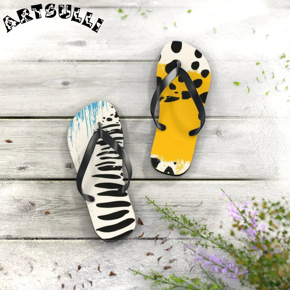 JAKKOUTTHEBXX Rae Zebra Rhapsody Flip Flops JAKKOUTTHEBXX Artsulli