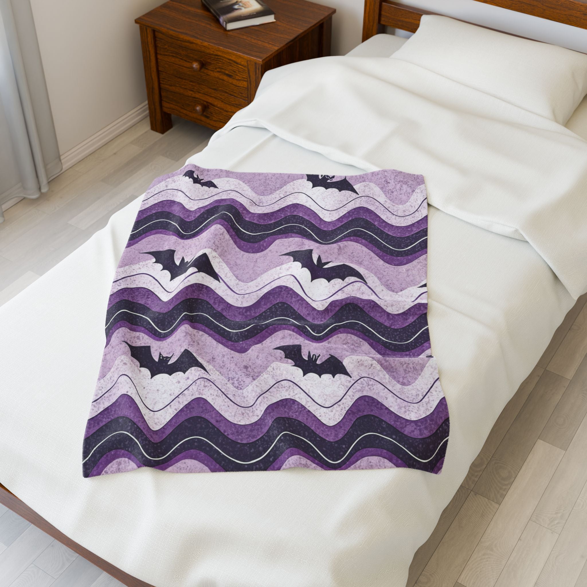 Bat Wave Velveteen Plush Blanket, Artsulli - Art is Long, Life is Short, All Over Prints, , , , , , , 