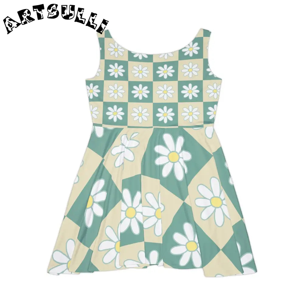 JAKKOUTTHEBXX Retro Daisy Grid Retro Daisy Checkerboard Green