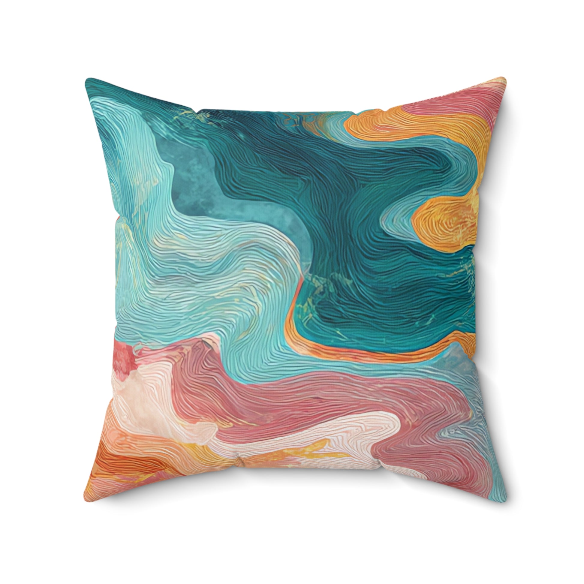 Liquid Marble Spill Spun Polyester Square Pillow, Artsulli - Art is Long, Life is Short, Home Decor, , , , , , , 