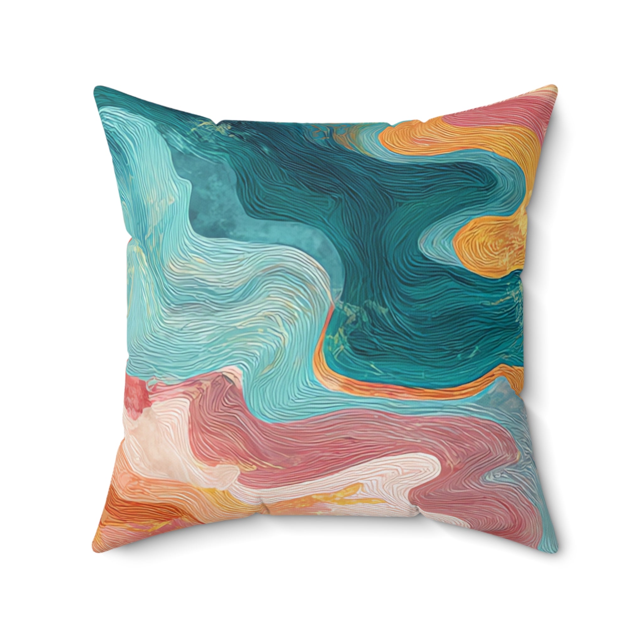 Liquid Marble Spill Spun Polyester Square Pillow, Artsulli - Art is Long, Life is Short, Home Decor, , , , , , , 