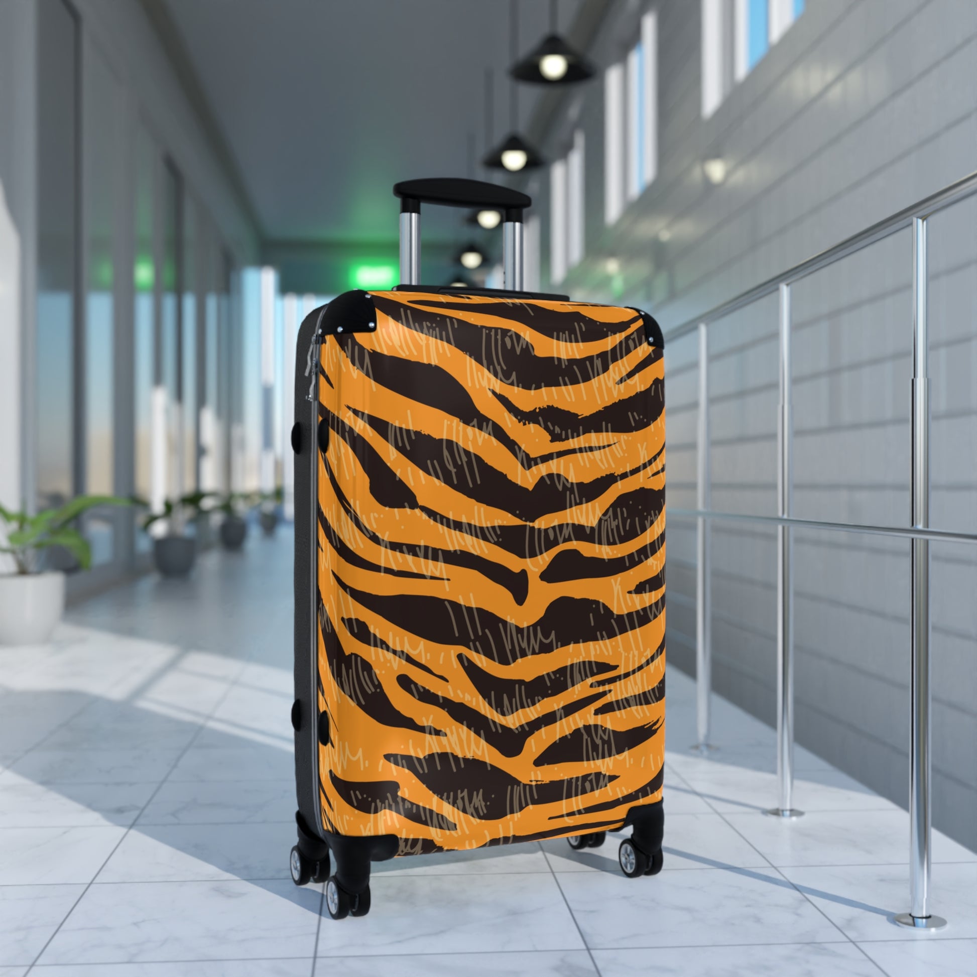 Tiger Scratches Orange & Black Suitcase, Artsulli - Art is Long, Life is Short, Bags, , , , , , , 