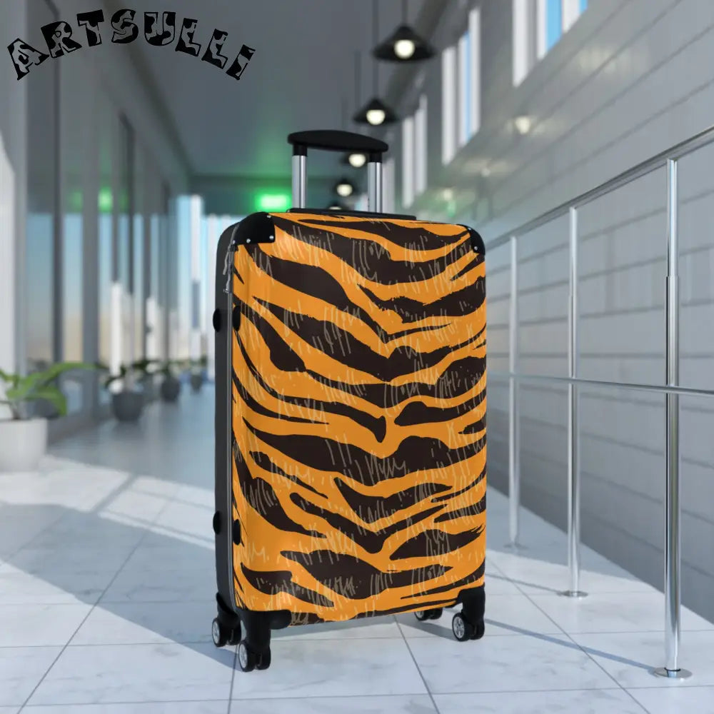 JAKKOUTTHEBXX Tiger Scratches Orange & Black Suitcase JAKKOUTTHEBXX
