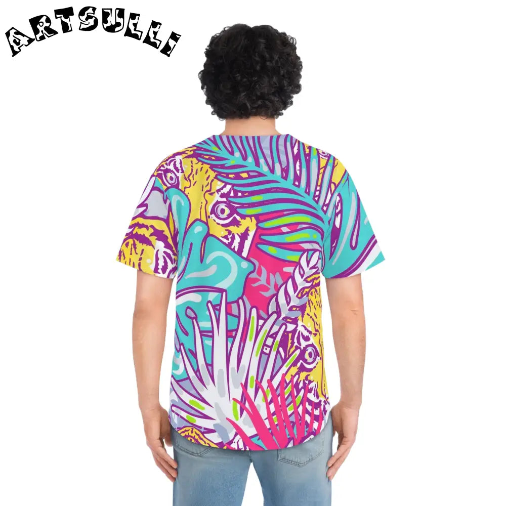 JAKKOUTTHEBXX Tropical Floral Tigers Torquise and Purple Men’s