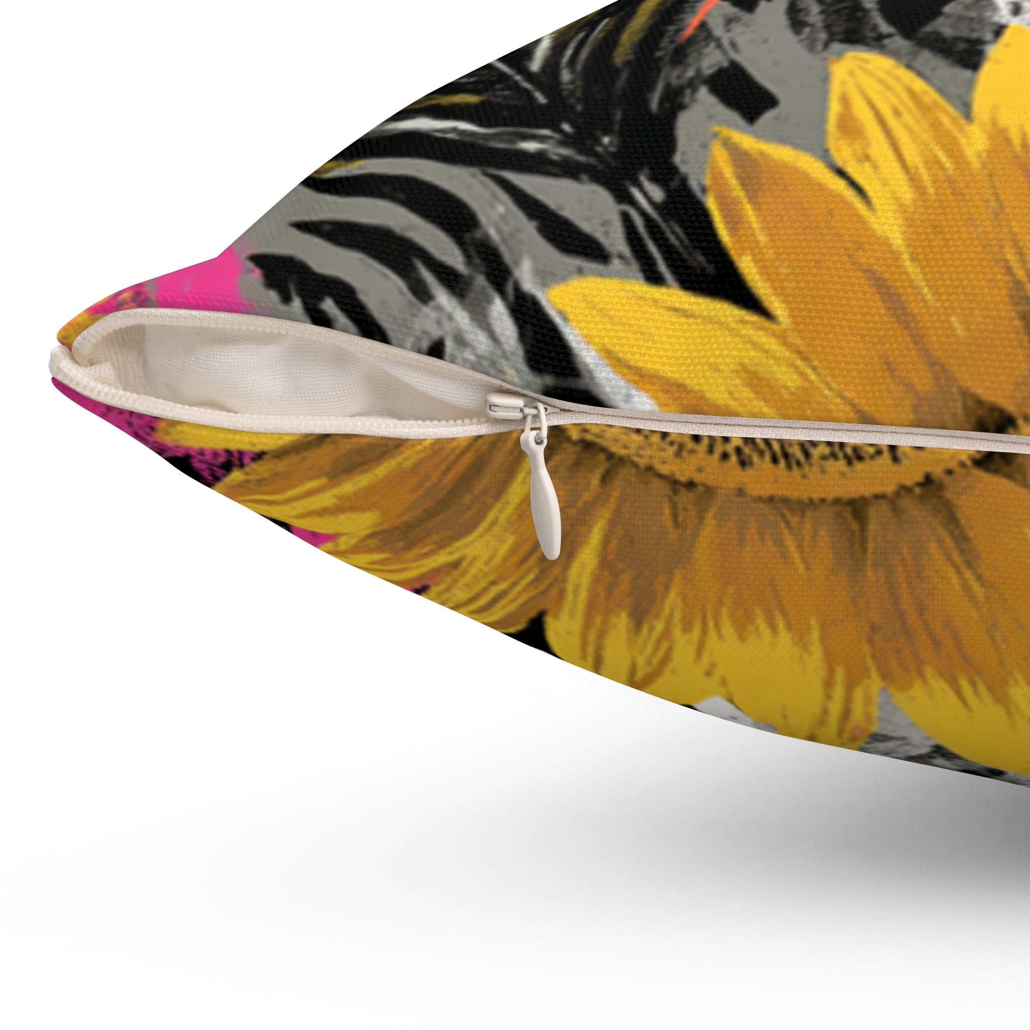 Sunflower Zebra Acid Trip Spun Polyester Square Pillow, Artsulli - Art is Long, Life is Short, Home Decor, , , , , , , 