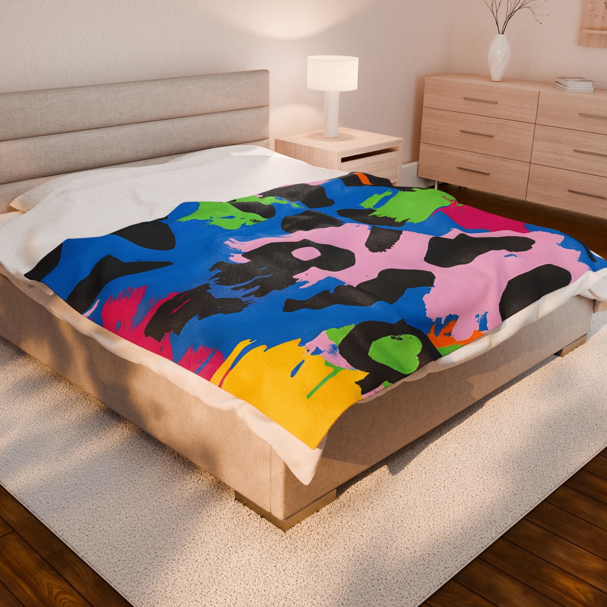 90s Neon Velveteen Plush Blanket, Artsulli - Art is Long, Life is Short, All Over Prints, , , , , , , 