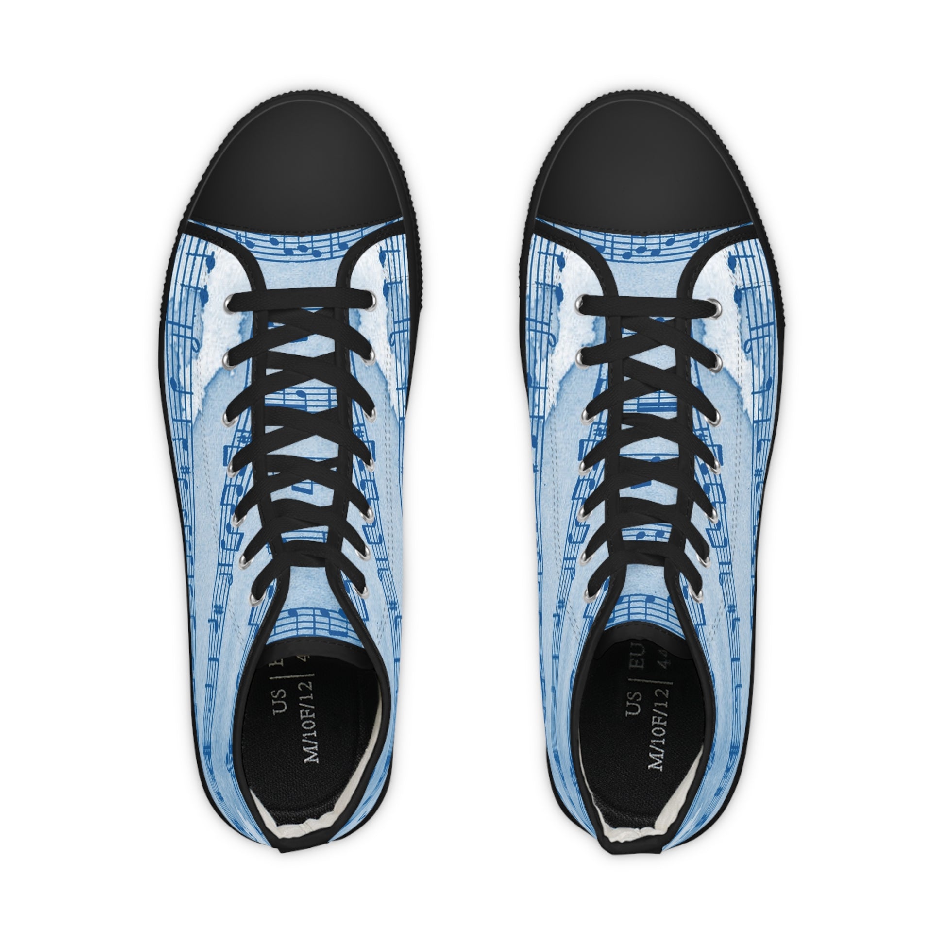 Drip Spill Type Beat Sheet Music Blue Men's High Top Sneakers, Artsulli - Art is Long, Life is Short, Shoes, , , , , , , 