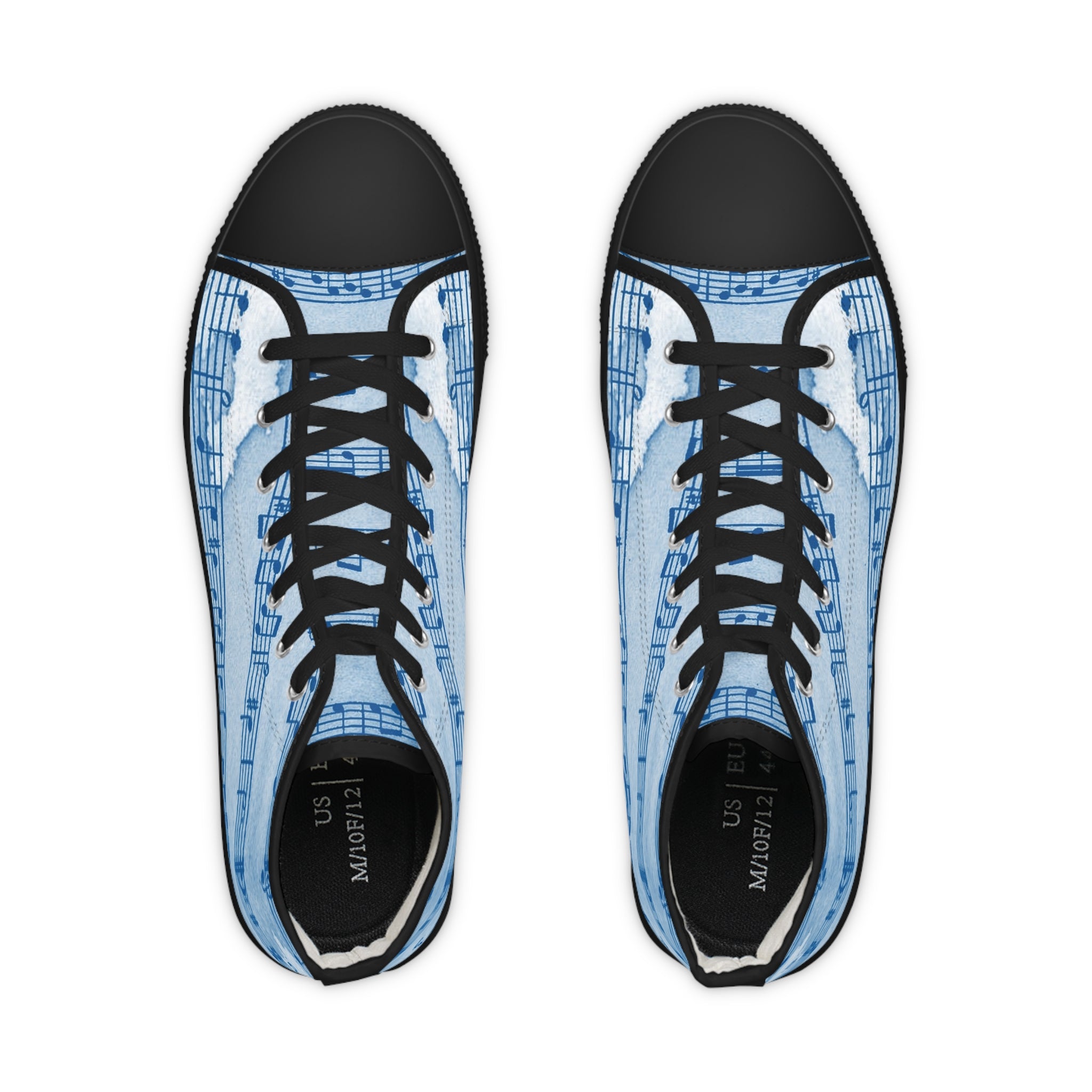 Drip Spill Type Beat Sheet Music Blue Men's High Top Sneakers, Artsulli - Art is Long, Life is Short, Shoes, , , , , , , 