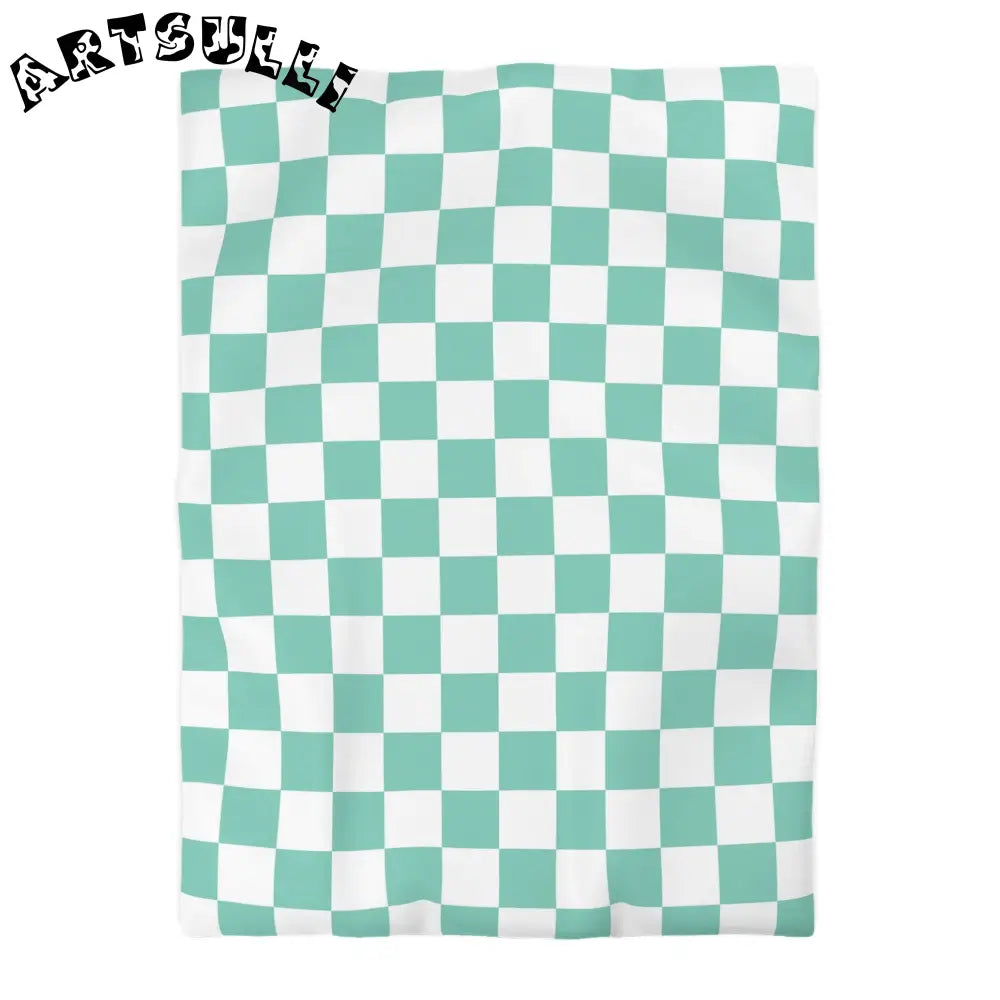 JAKKOUTTHEBXX Checkerboard Light Green Microfiber Duvet Cover