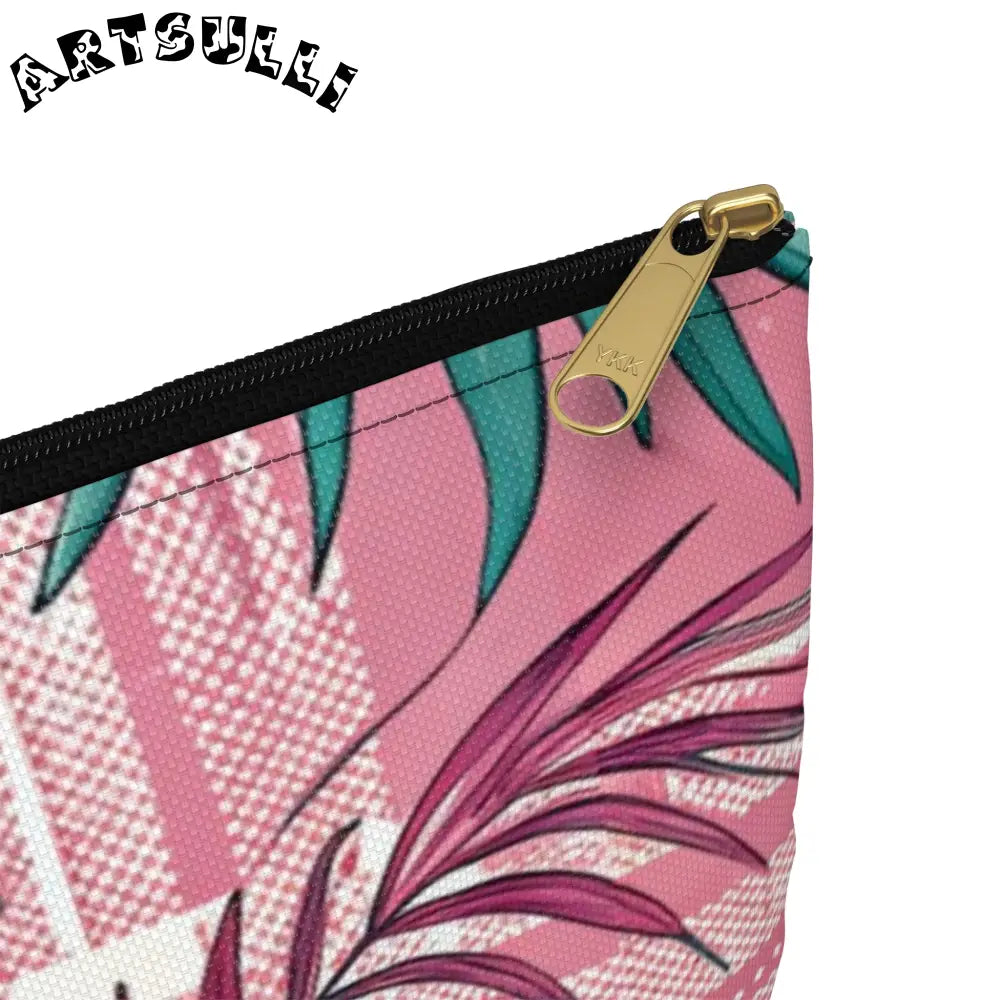 JAKKOUTTHEBXX Plaid x Floral Burgundy and Green Accessory Pouch
