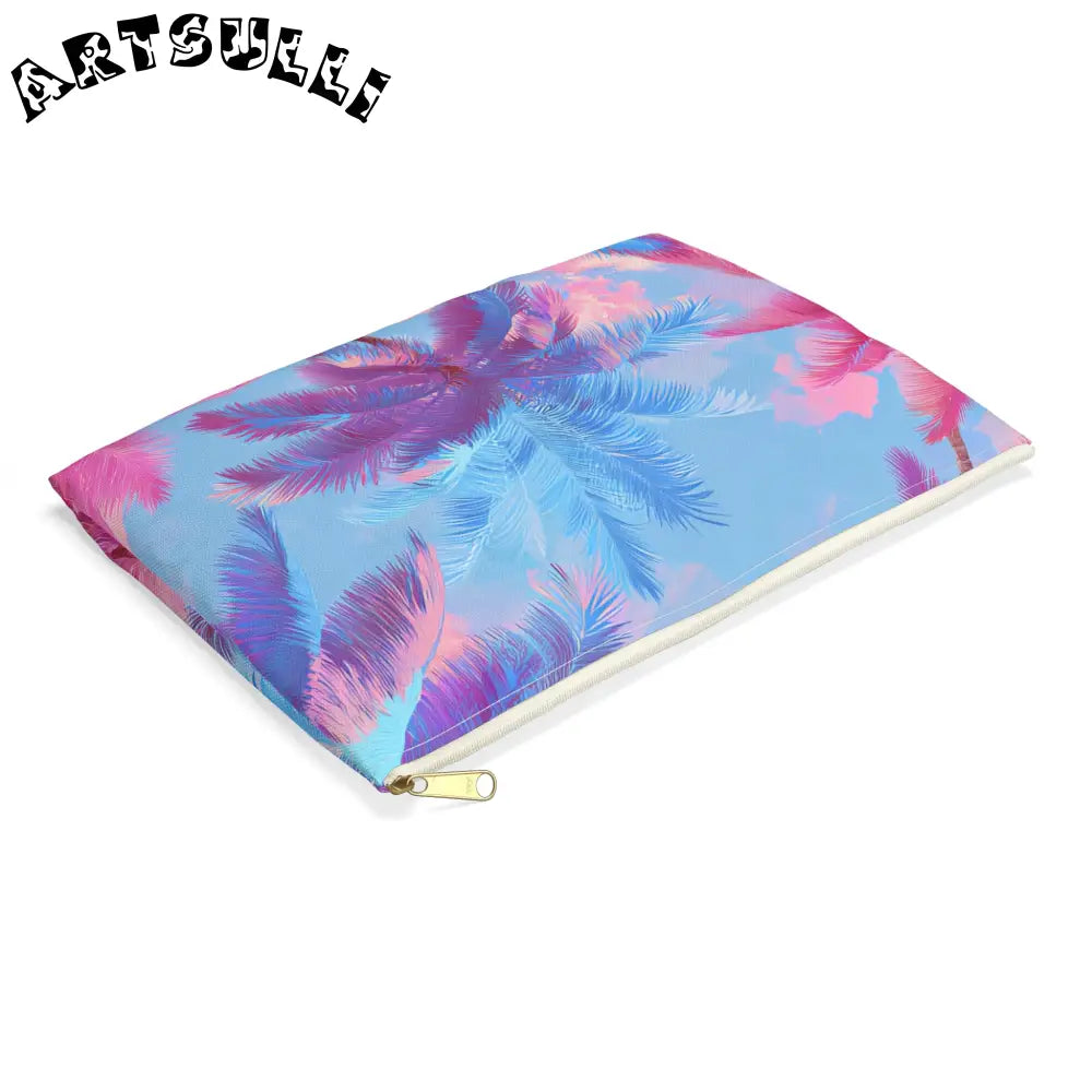 JAKKOUTTHEBXX Ethereal Pastel Palms II Blue and Pink Accessory Pouch