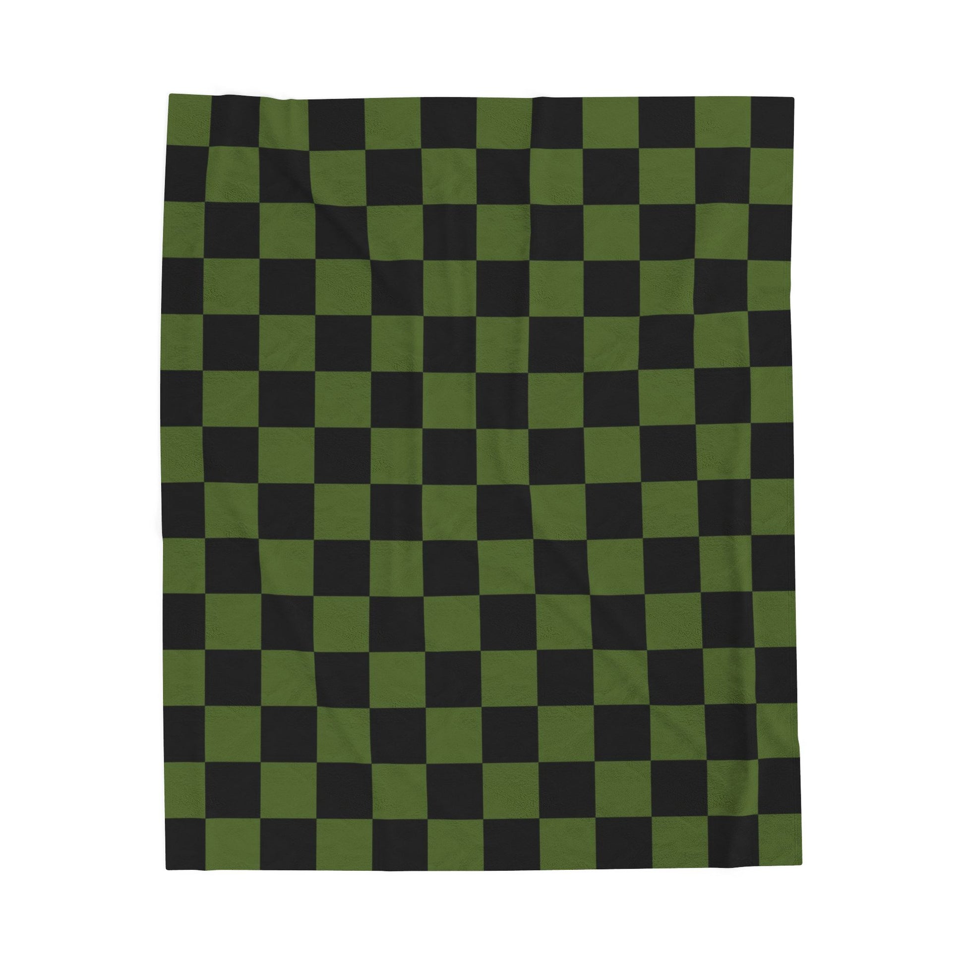 Checkerboard Olive Green and Black Velveteen Plush Blanket, Artsulli - Art is Long, Life is Short, All Over Prints, Size, 50" × 60", , , , , 76211137759160193888
