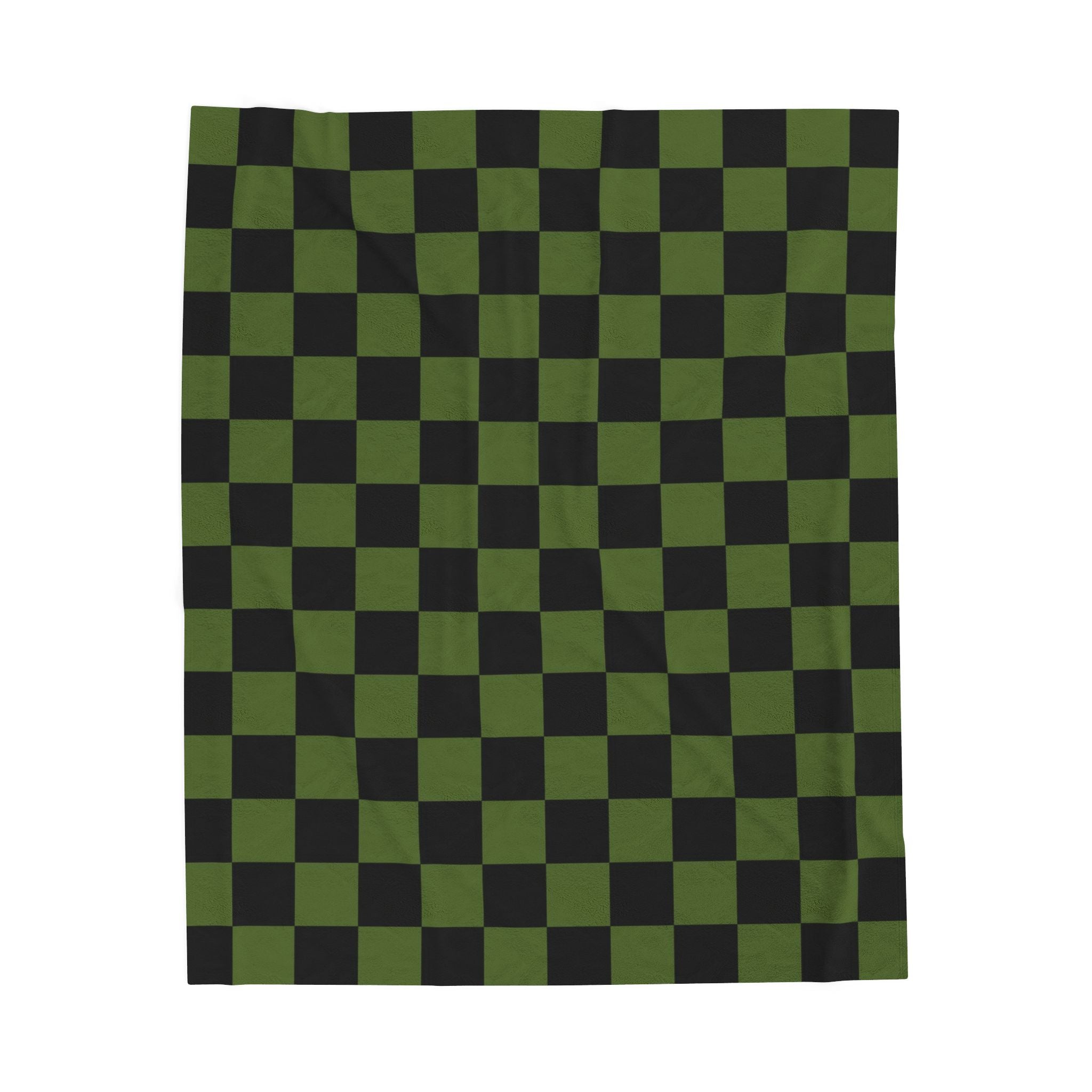 Checkerboard Olive Green and Black Velveteen Plush Blanket, Artsulli - Art is Long, Life is Short, All Over Prints, Size, 50" × 60", , , , , 76211137759160193888