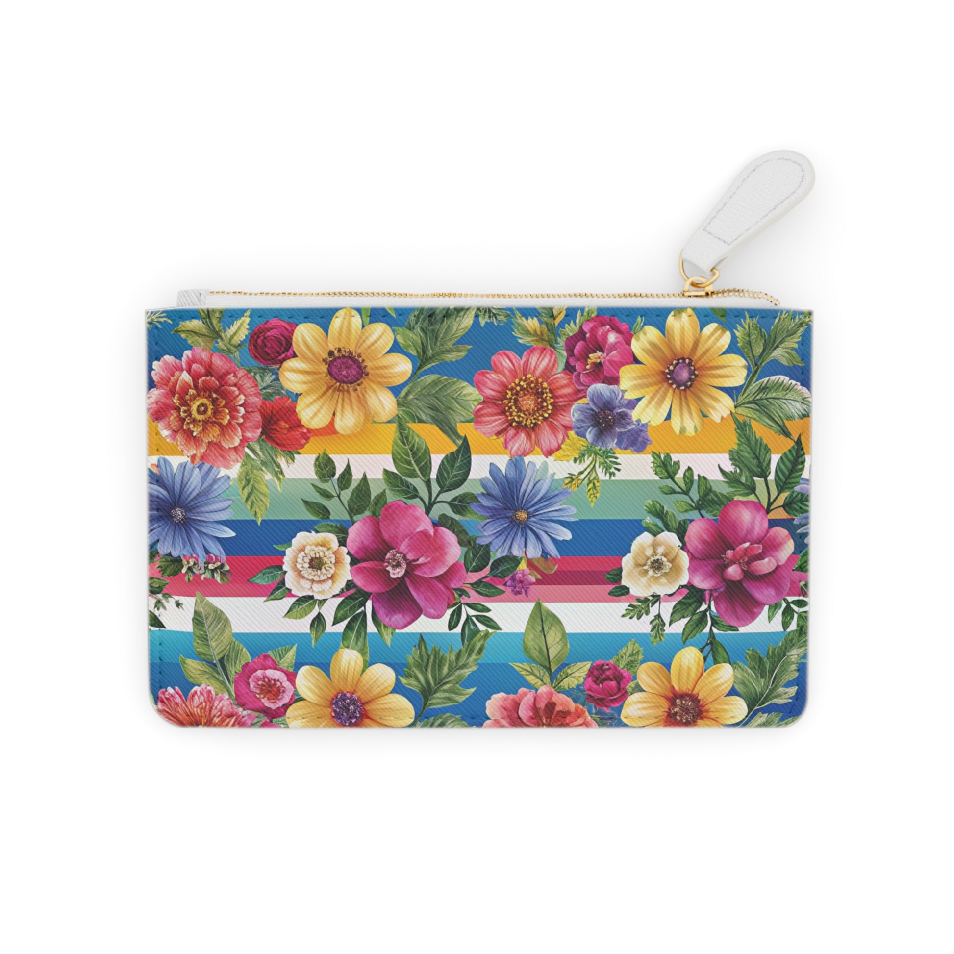 Floral Stripe 4K Mini Clutch Bag, Artsulli - Art is Long, Life is Short, Bags, Size, 6.3” x 4”, Color, White, , , 21770305935963406796