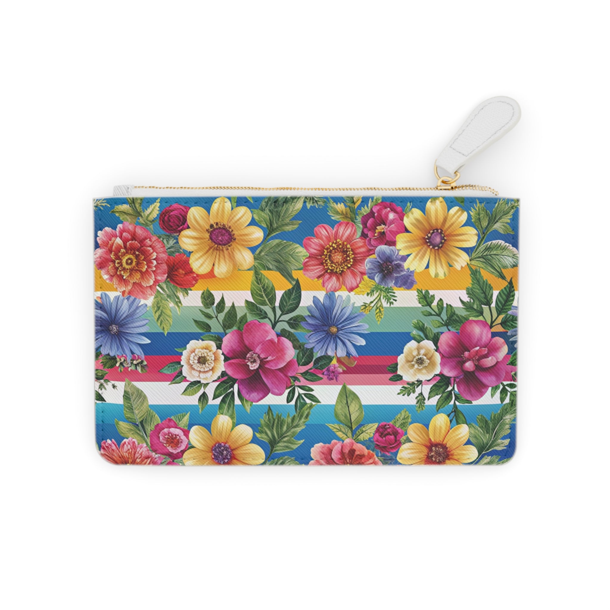 Floral Stripe 4K Mini Clutch Bag, Artsulli - Art is Long, Life is Short, Bags, Size, 6.3” x 4”, Color, White, , , 21770305935963406796