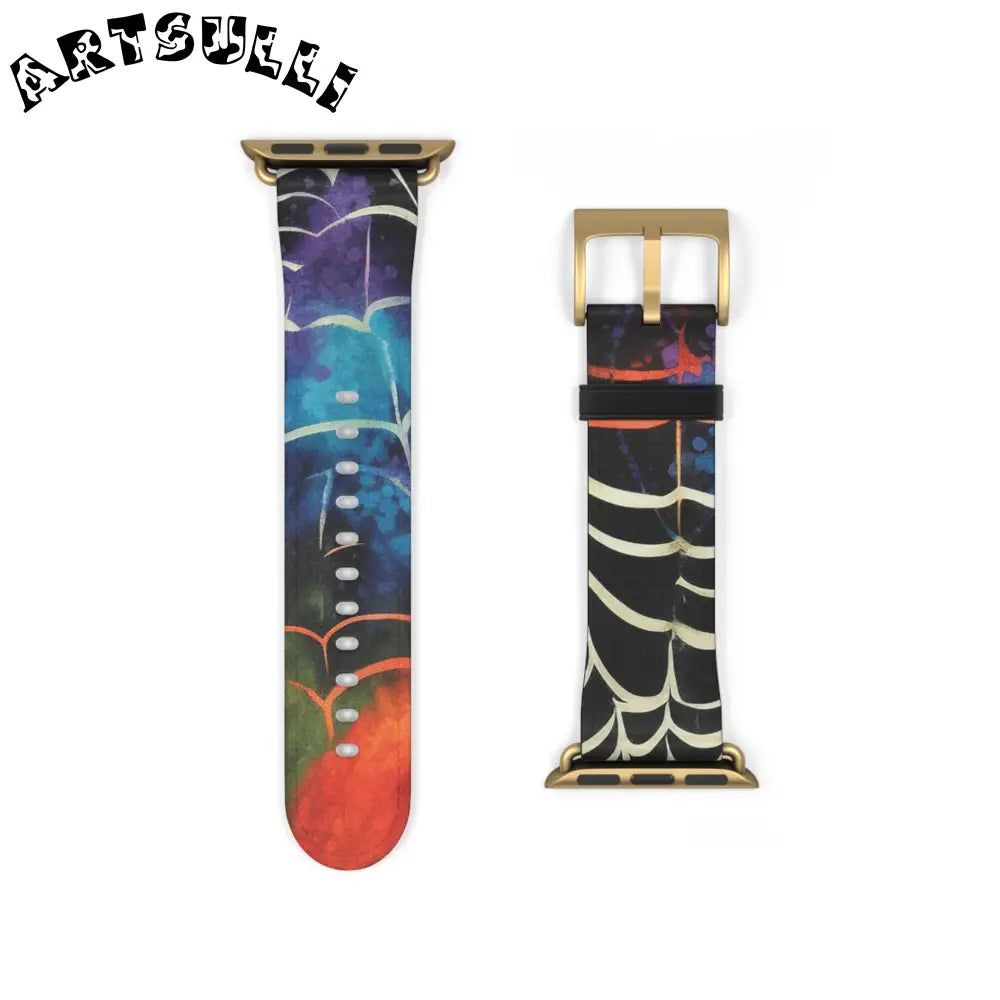 JAKKOUTTHEBXX Colorful Spider Web Faux Leather Watch Band 2025