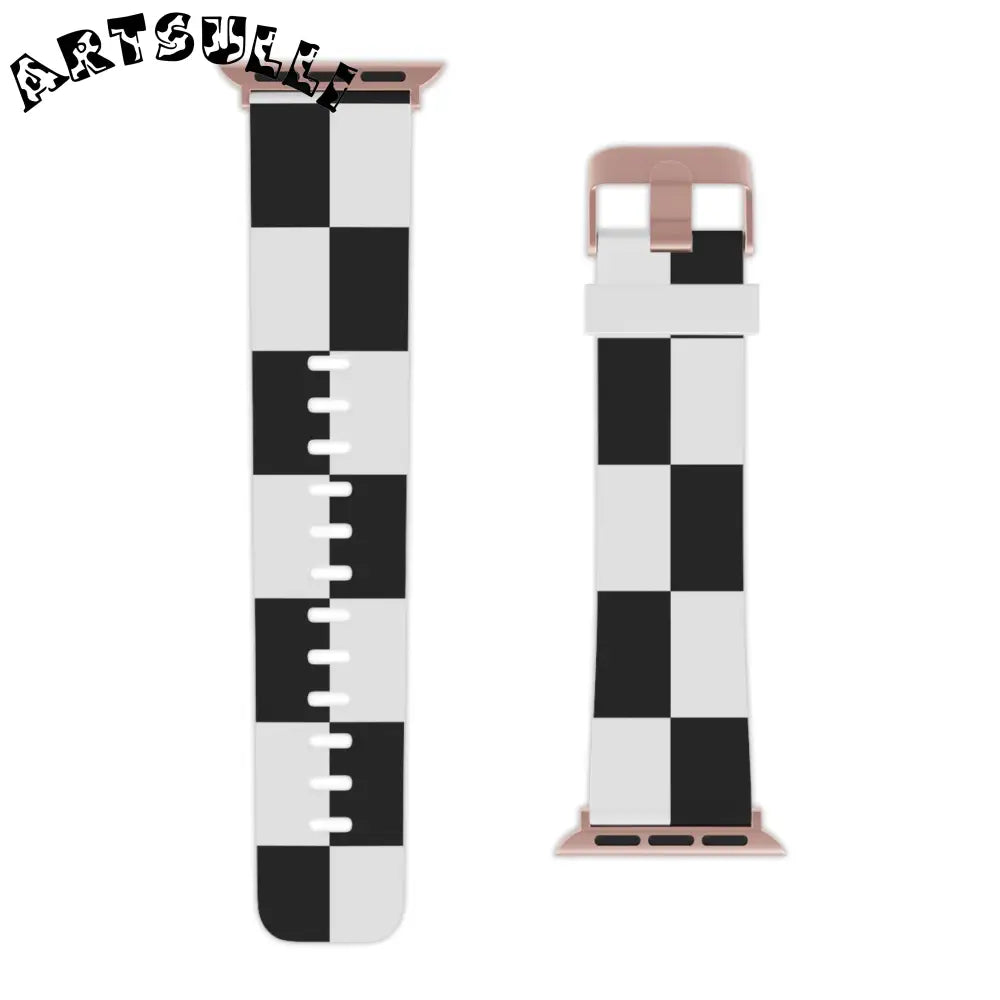 JAKKOUTTHEBXX Checkerboard Black and White Watch Band for Apple