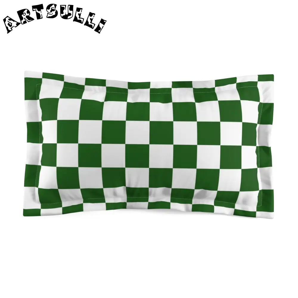 JAKKOUTTHEBXX Checkerboard White and Dark Green Microfiber Pillow