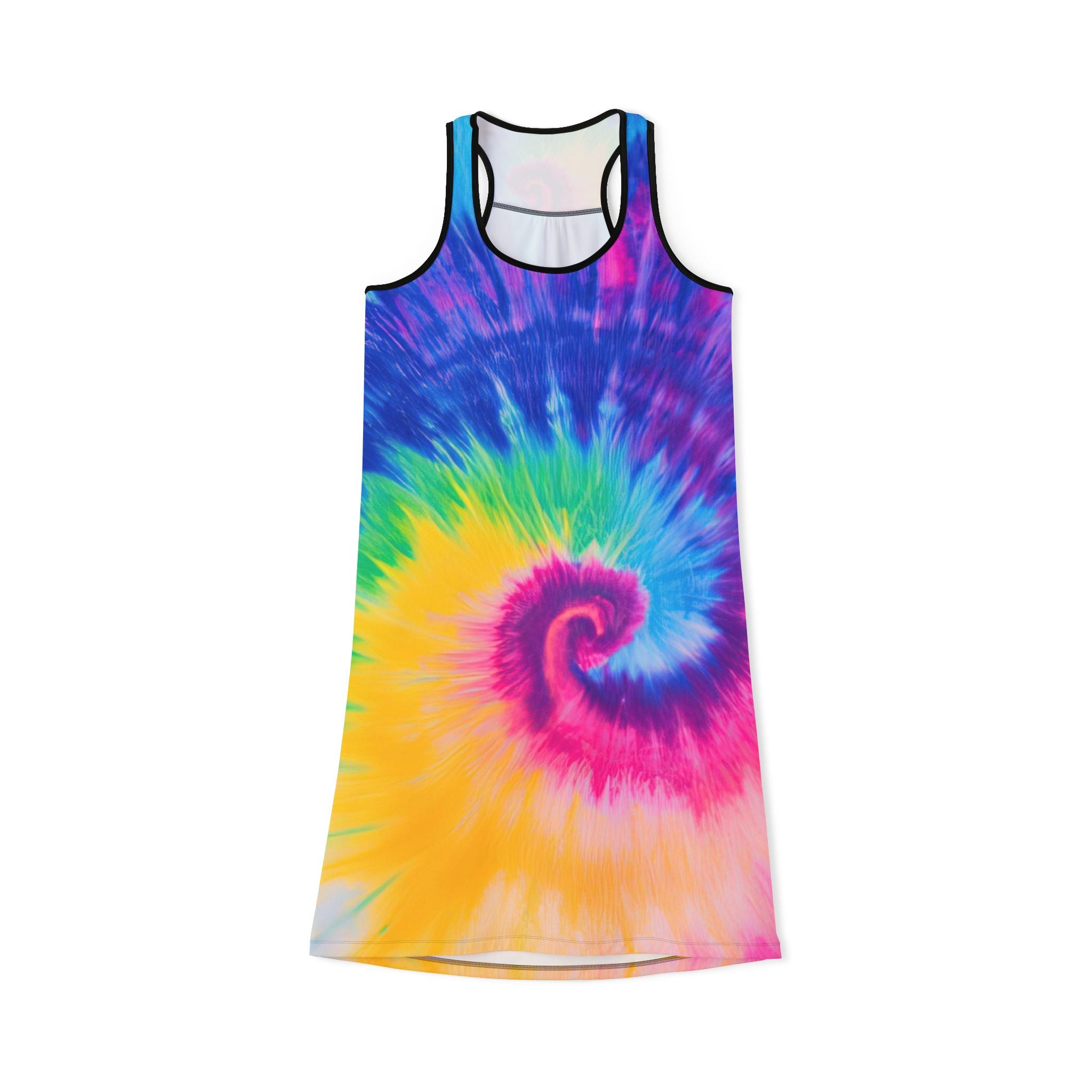 Psychedelic Tie Dye Women's Racerback Dress (AOP), Artsulli - Art is Long, Life is Short, Tank Top, Size, XS, Color, Black, , , 19647396499860385765