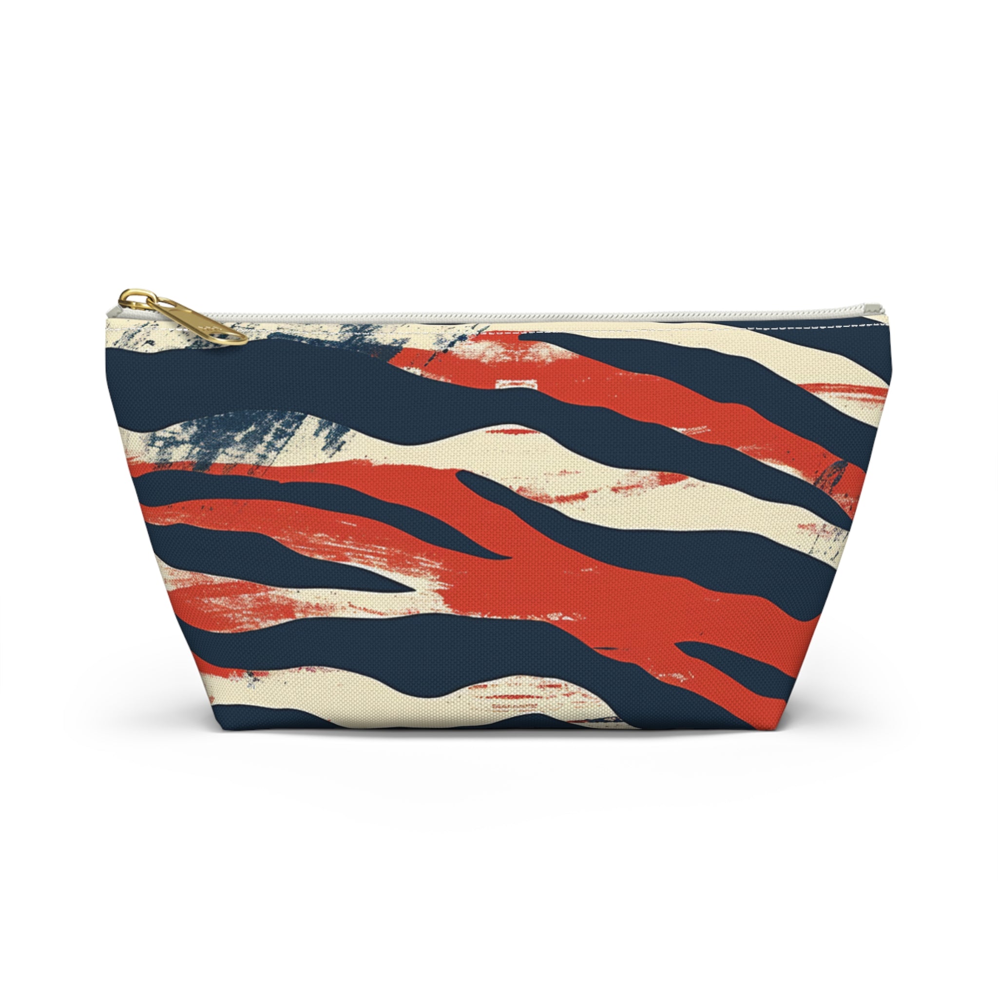 Capricious Tiger Wave Accessory Pouch w T-bottom, Artsulli - Art is Long, Life is Short, Bags, Size, Small, Color, White zipper, , , 19085443928641
